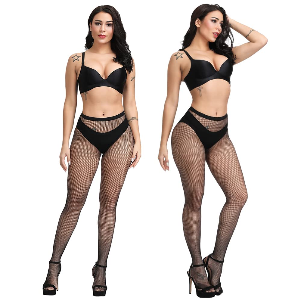 DUCMODA Women's High Waist Fishnet Tights - Sexy Sheer Thigh High Stockings & Pantyhose for Party, Cosplay, Date Night Outfits