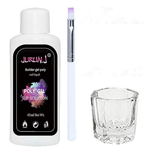 45ml Poly Gel Nail Liquid Slip Solution for Acrylic Builder Gel & Nail Extensions - Soak Off Solution for Shaped Nails | Perfect for Salon Professionals & DIY Manicures at Home