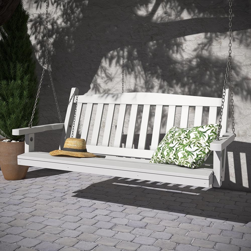 SimplyPoly 4 Foot Amish-Made Mission Style Recycled Plastic Porch Swing - Dark Grey | Outdoor Patio, Garden & Backyard Relaxation
