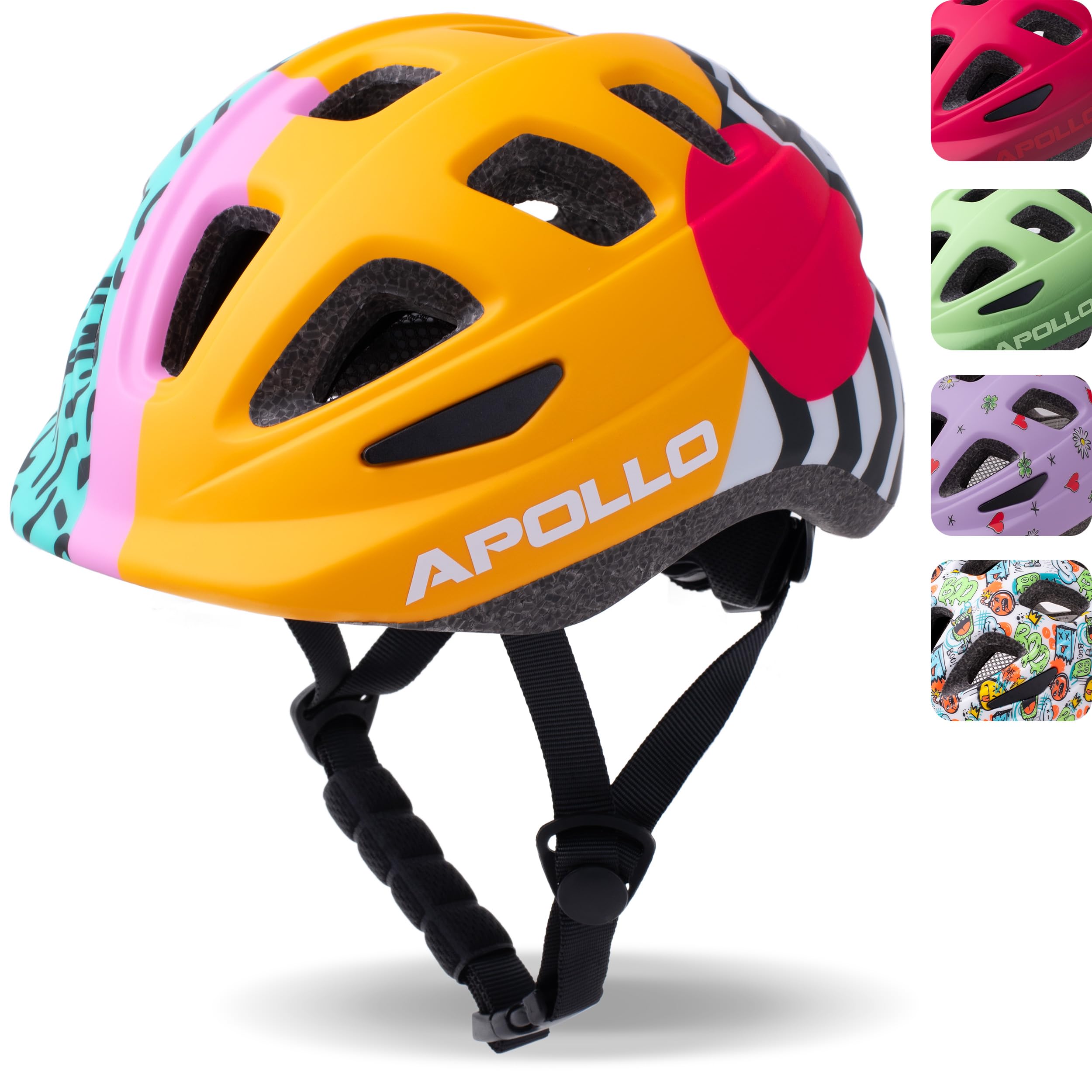Apollo Kids Bike Helmet for Boys & Girls Ages 3+, Adjustable Youth Helmet for Cycling & Scooters - Multi-Sport Safety Helmet for Children (Size 48+) - Perfect for School Commutes, Park Rides & Family Outings