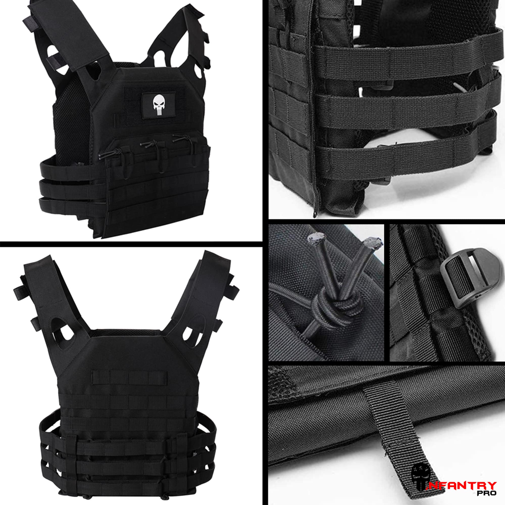 InfantryPro Tactical Vest for Airsoft - Military Plate Carrier, Police & Sniper Gear - Ballistic Protection for Airsoft Guns & BB Replicas - Perfect for Airsoft Battles, Training & Outdoor Tactical Scenarios