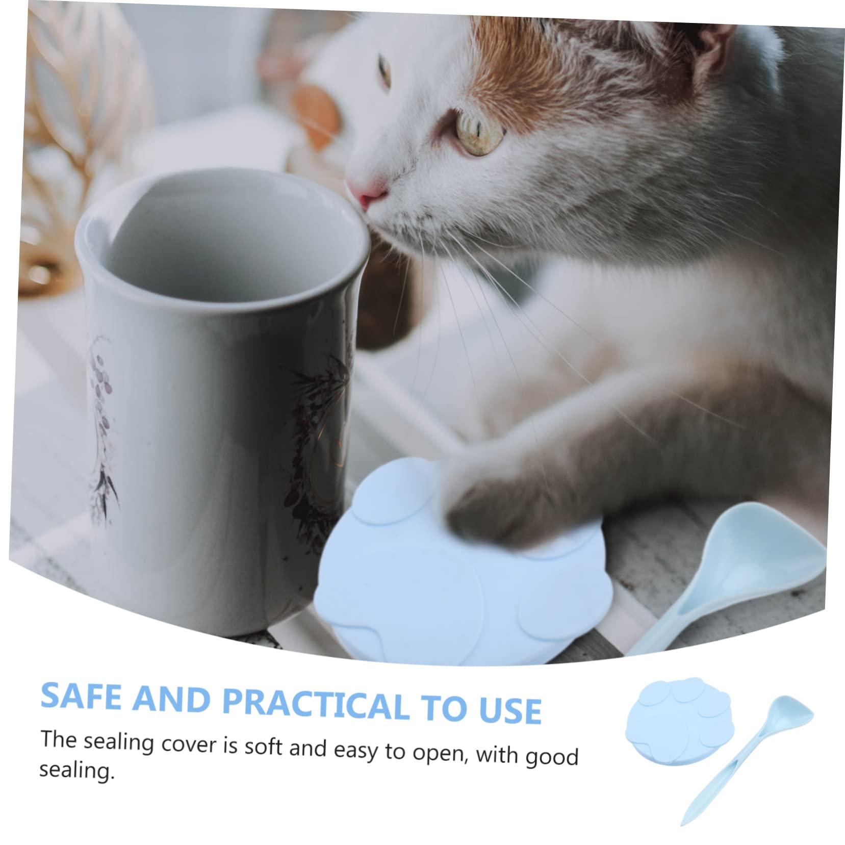 Silicone Pet Can Lid with Spoon - Cat Food Cover for Fresh Storage