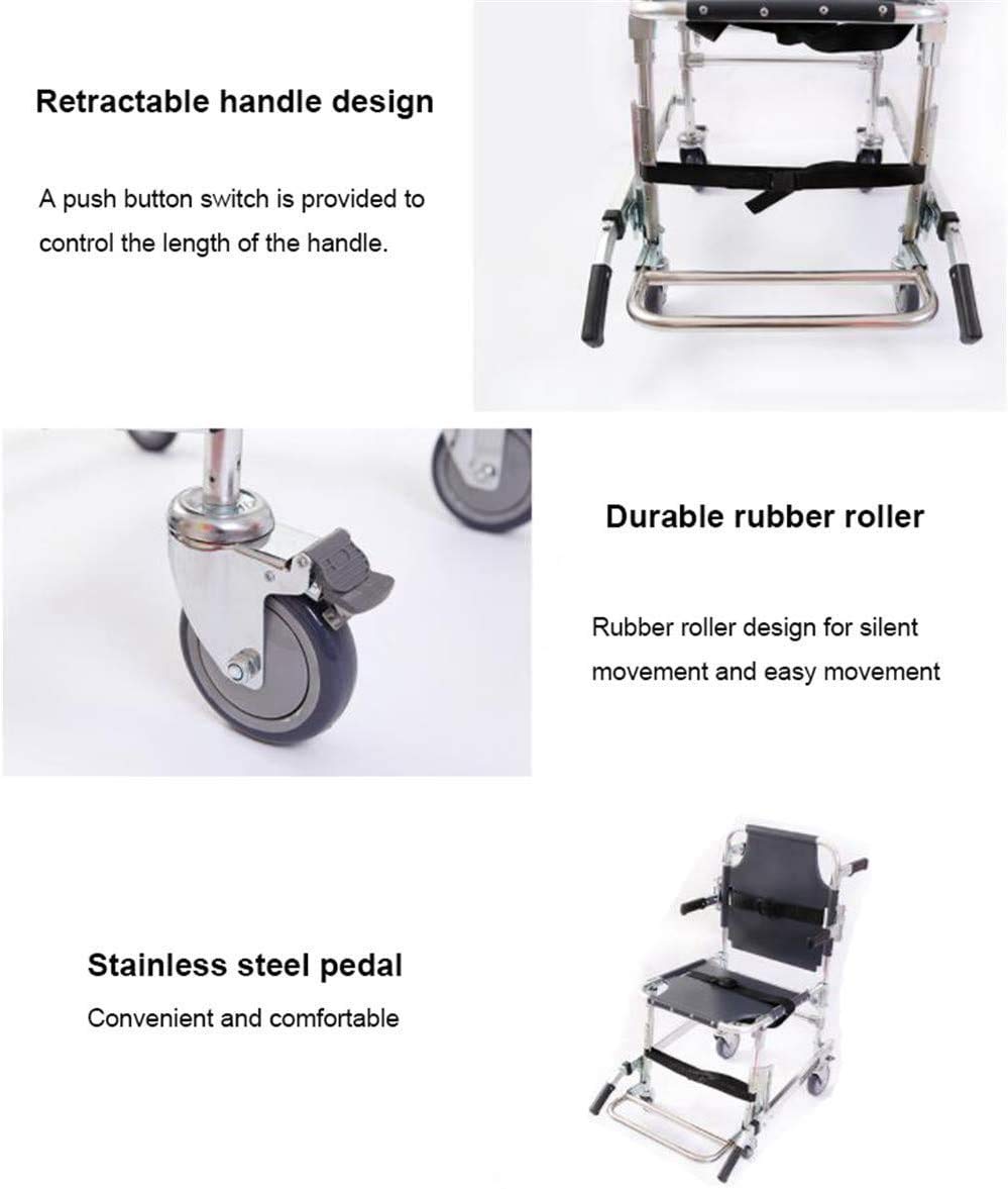 FDSAD EMS Stair Chair - 4 Wheel Emergency Transport Chair for Ambulance, Firefighters & Medical Evacuation - Foldable Aluminum Lift Stair Chair with 3 Adjustable Quick-Release Straps - Ideal for Hospitals, Nursing Homes & Emergency Rescue Scenarios