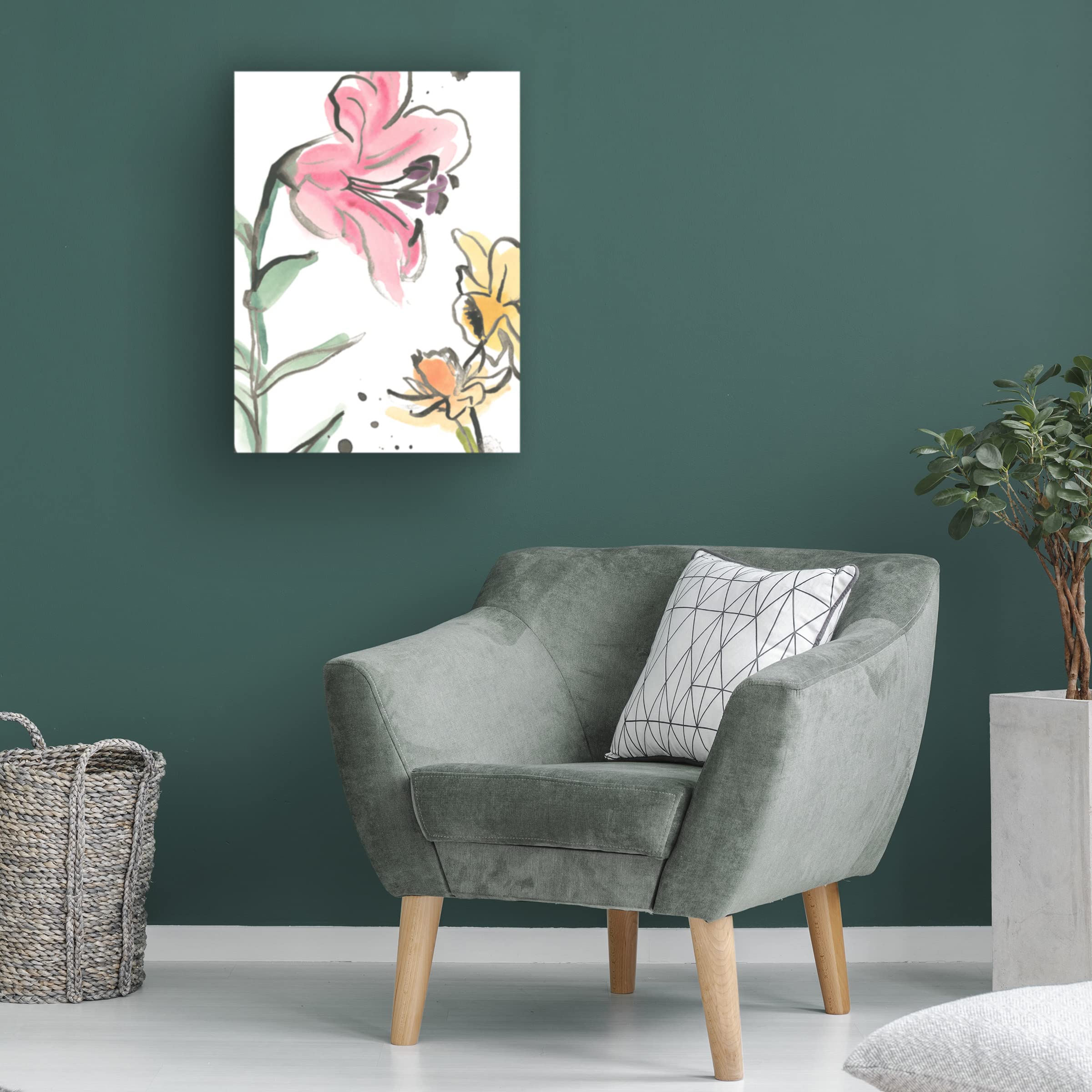 Trademark Fine Art 'Ink Wash Garden V' Canvas Wall Art Print by June Erica Vess - Modern Asian Landscape Painting for Living Room, Bedroom & Office Decor