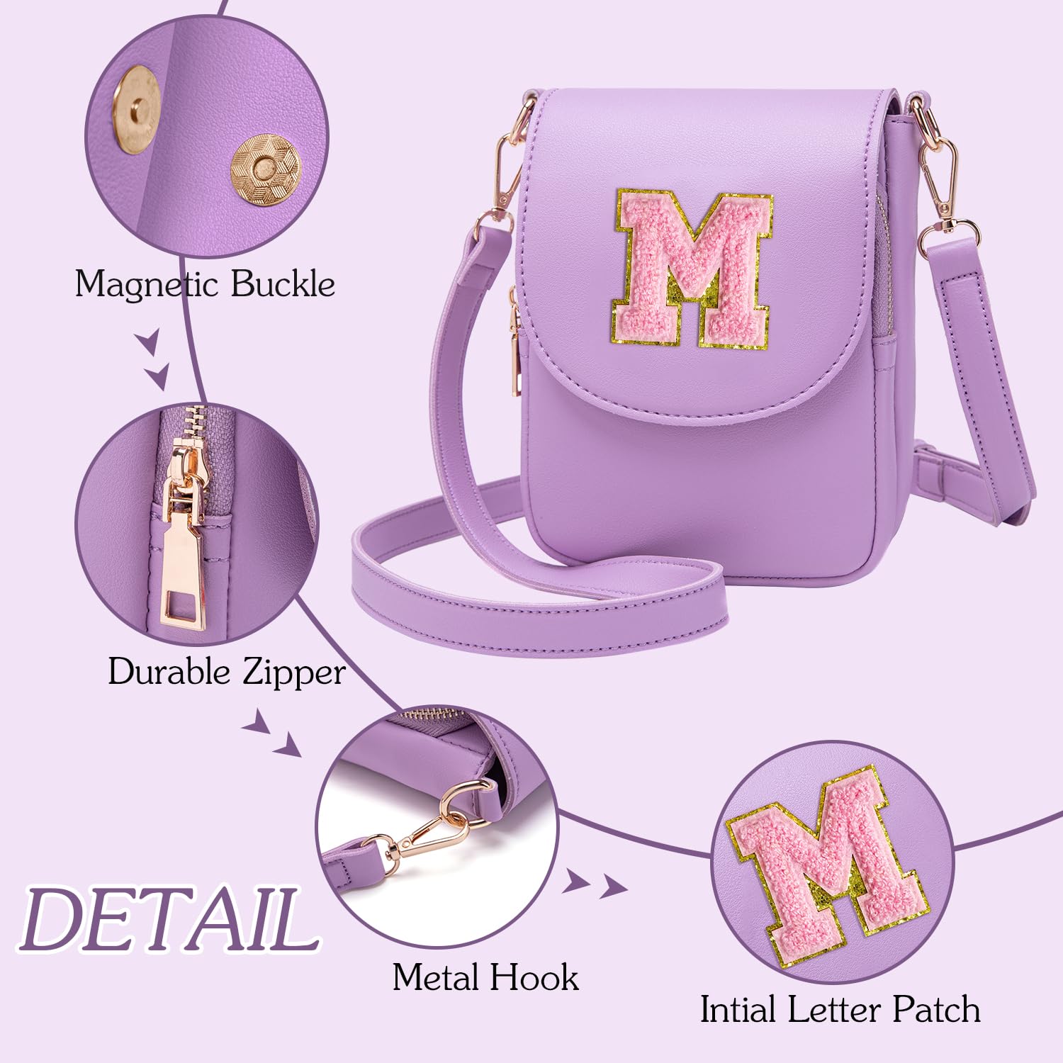 Stylish Leather Crossbody Purse for Teen Girls - Small Initial Phone Bag with Triple Compartment (Perfect for School, Travel & Everyday Use)