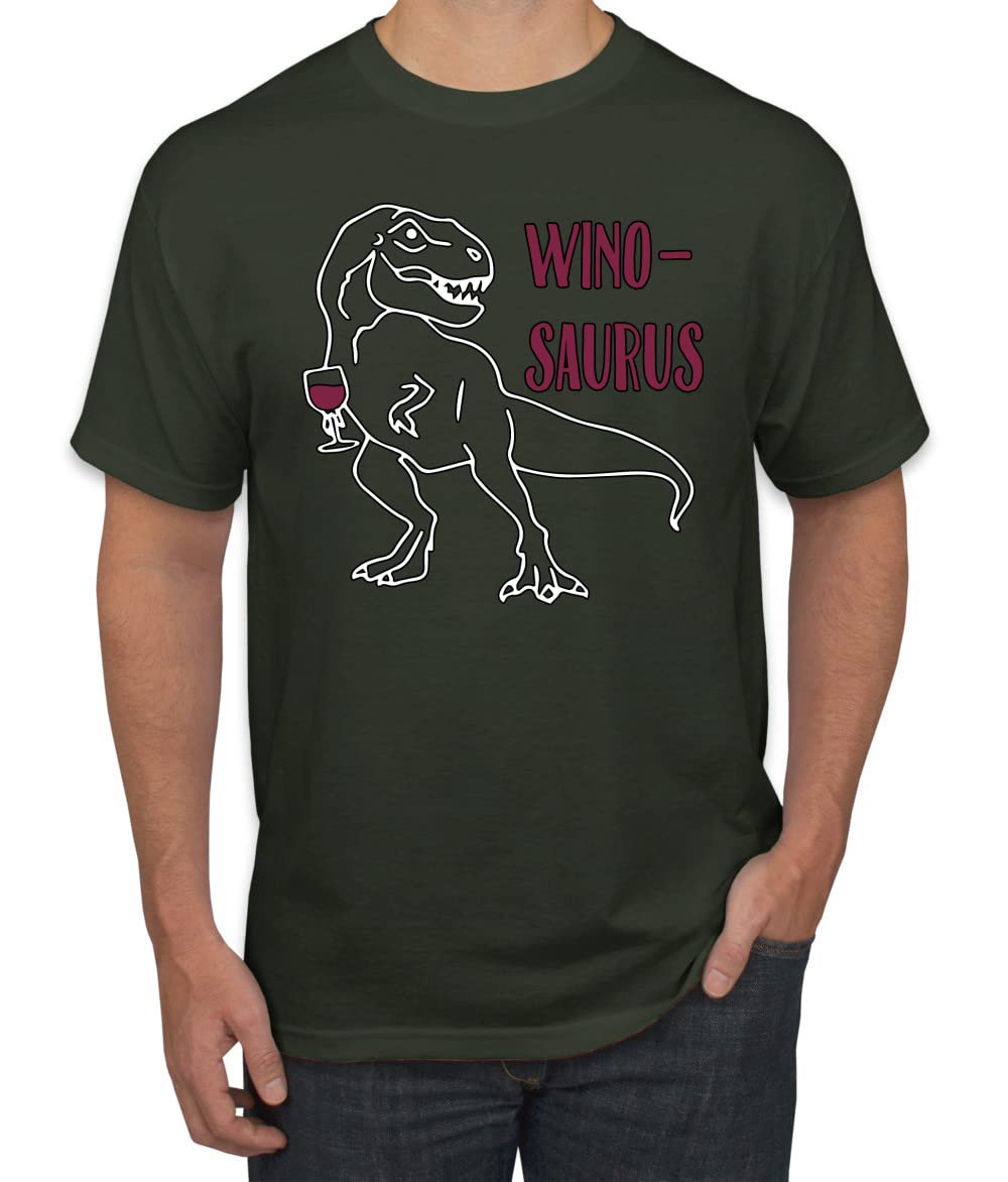 Winosaurus Funny Dinosaur Wine Lover Joke Pun Graphic T-Shirt for Men - Perfect for Wine Tasting Parties & Dinosaur Theme Events