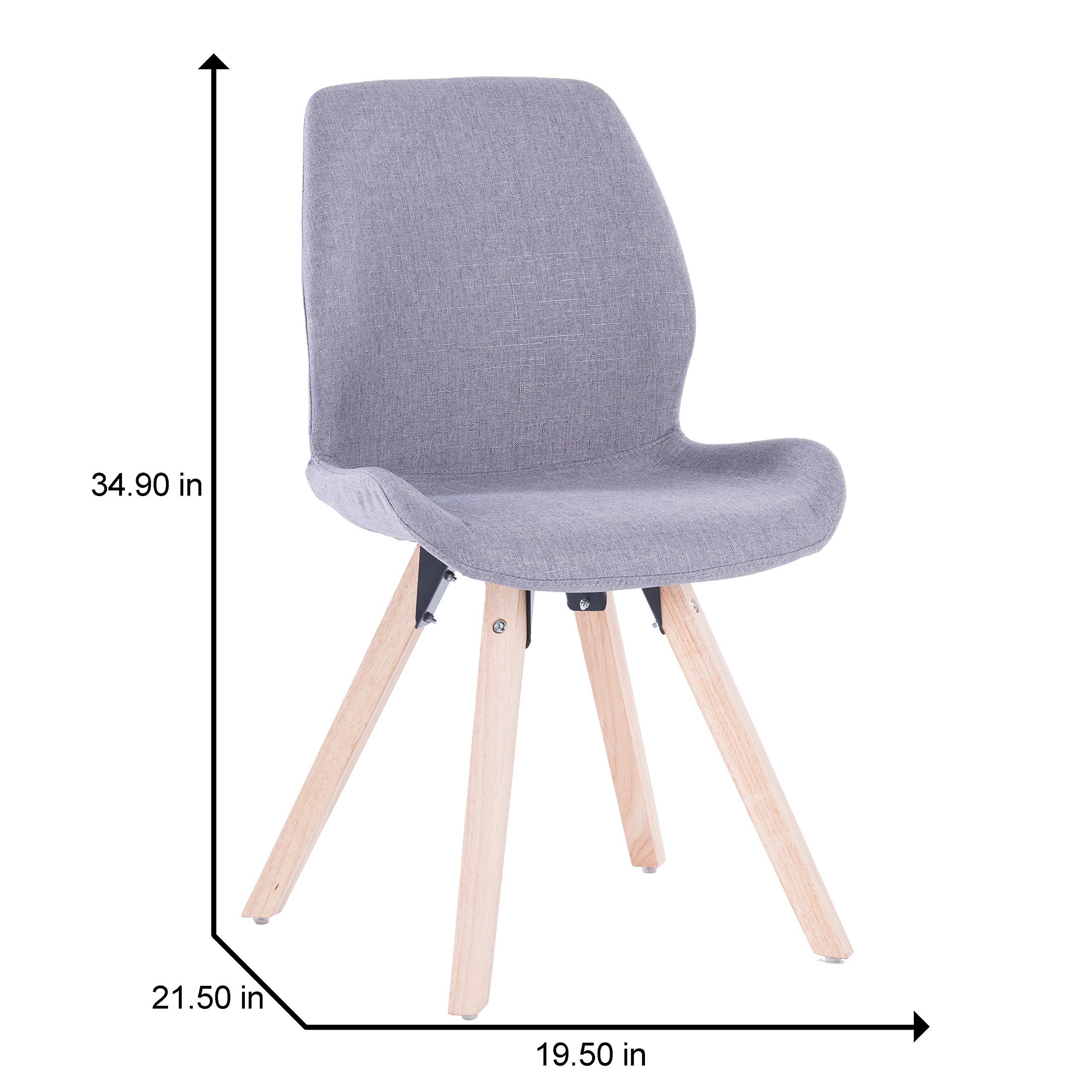 Porthos Home Modern Fabric Dining Chairs Set of 2 - Rubberwood Legs, Easy Assembly for Kitchen, Dining Room & Office - Comfortable Contemporary Seating