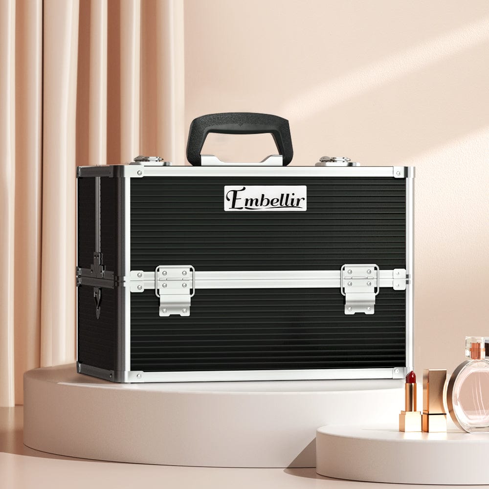 Embellir Portable Cosmetic Beauty Makeup Case - Black | Travel Makeup Organizer for Women | Perfect for Home, Travel & Professional Use