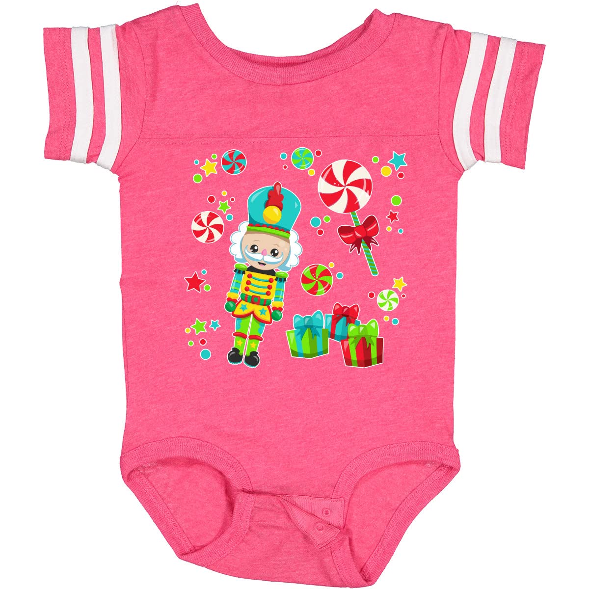 Inktastic Holiday Nutcracker & Candy Christmas Baby Bodysuit - Festive Infant Outfit for Holiday Photos, Family Gatherings & Christmas Celebrations