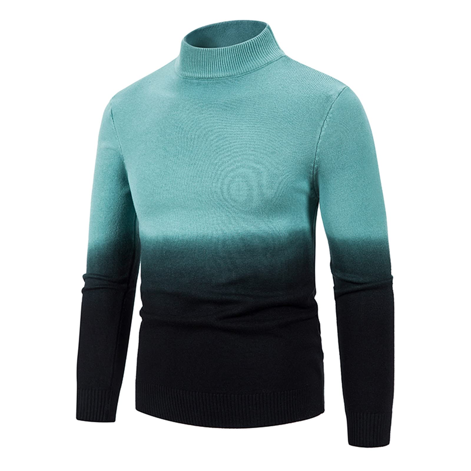 Moxiu Men's Turtleneck Pullover Sweatshirt - Soft Thermal Cotton Knitwear, Color Block Striped Crewneck Sweater for Casual Wear, Perfect for Outdoor Activities and Office Style