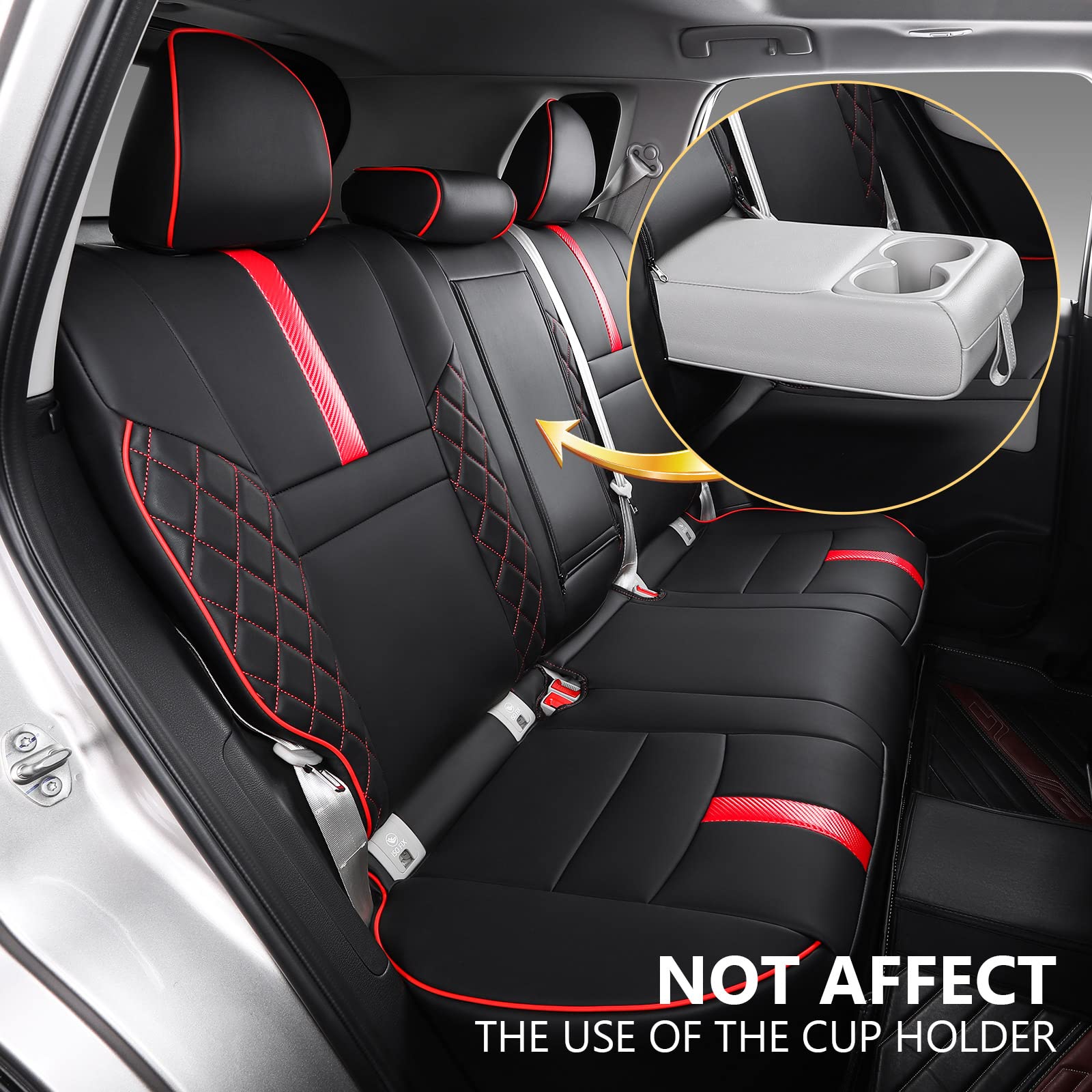 Premium PU Leather Car Seat Covers for 2021-2025 Nissan Rogue - Front & Back Seat Protectors, Universal Fit Accessories (Black & Red) | Durable, Comfortable & Easy to Install for Daily Commute & Road Trips