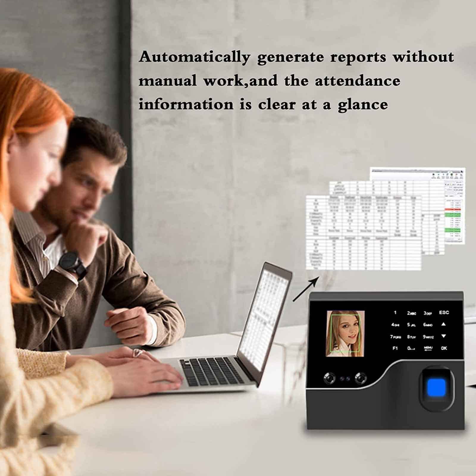 Employee Time Clock Machine with Facial Recognition - Automatic Attendance Tracking & Hours Calculation for Businesses | Ideal for Offices, Retail Stores & Workplaces
