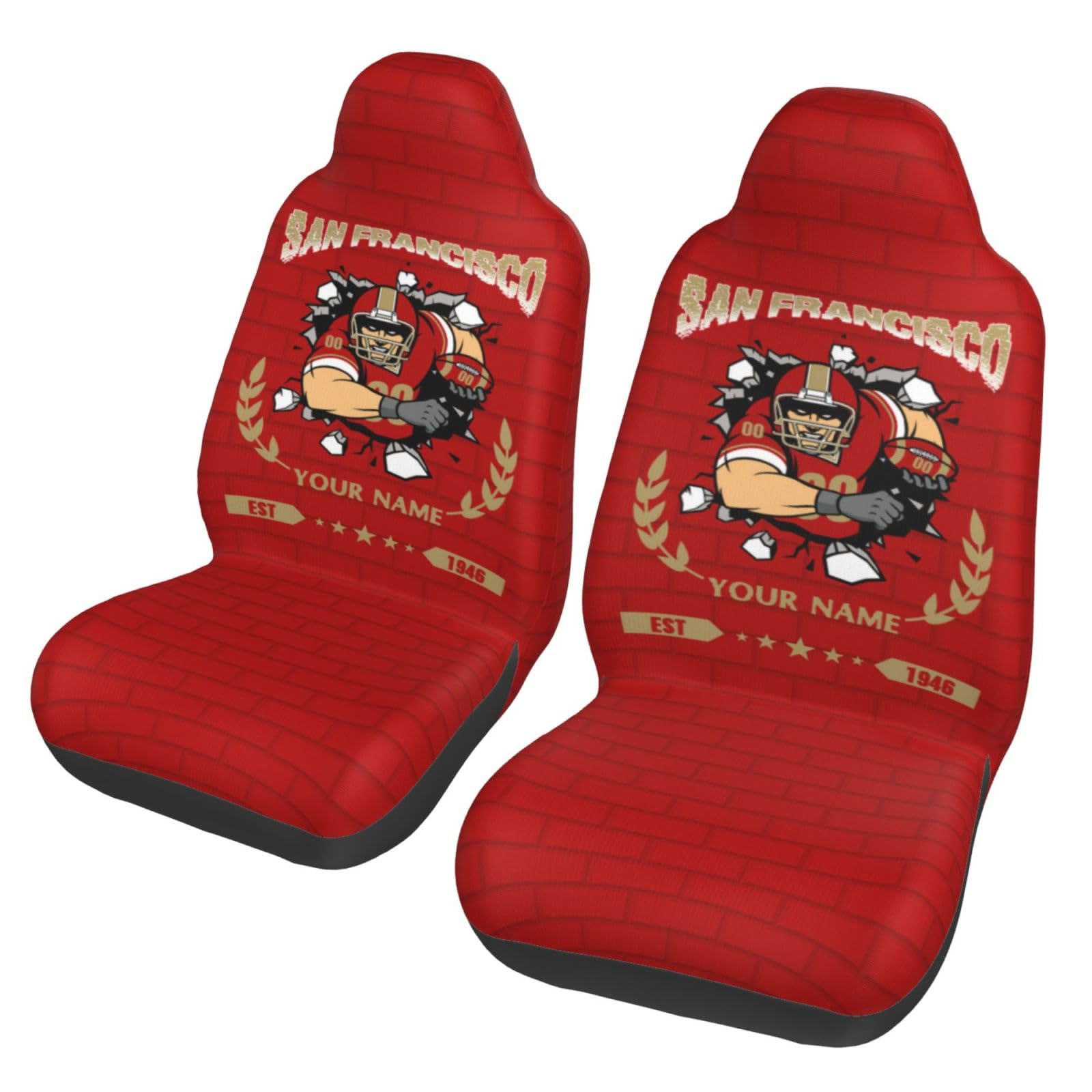 Custom San Francisco Car Seat Covers - Personalized 1PC & 2PC Auto Seat Protectors with Name & Number | Universal Fit for Most Cars, Trucks & SUVs | Perfect Football Fan Gifts for Men & Women | Great for Game Day, Road Trips & Daily Commutes