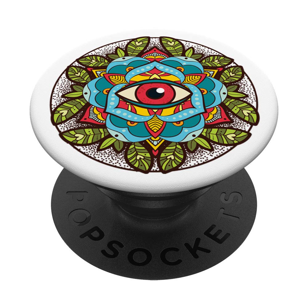All Seeing Eye with Plants and Flowers PopSockets - Expandable Phone Grip & Stand for iPhone, Samsung, Tablets - Perfect for Yoga, Travel, and Hands-Free Viewing