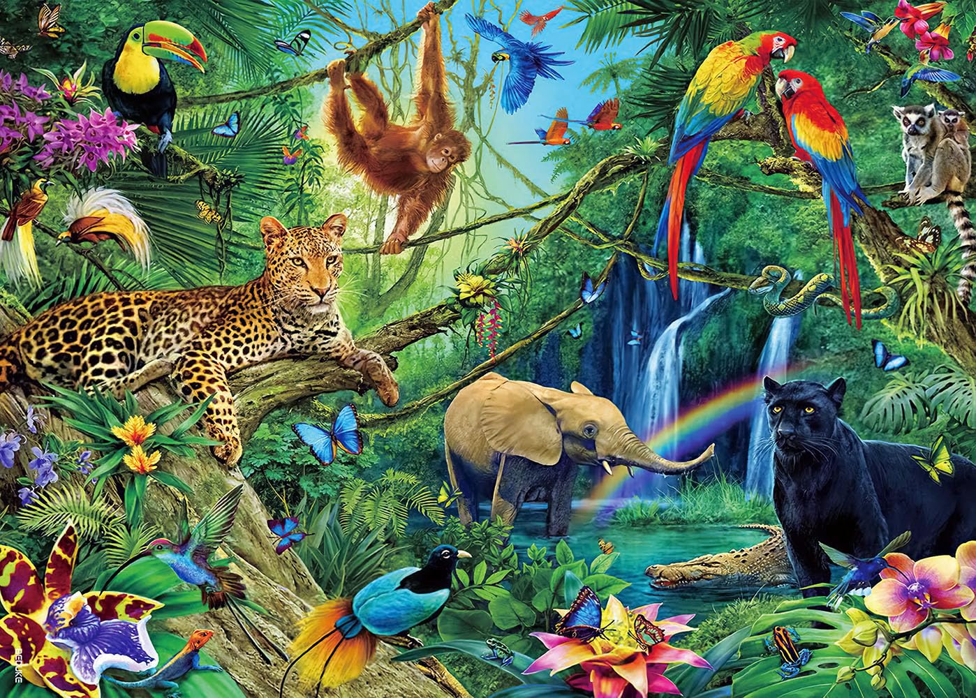 1000 Piece Jigsaw Puzzles for Adults - Unique Tropical Forest Animals Puzzle with Precise Interlocking & Thick Sturdy Cardboard - Family Game for Ages 14+ - Perfect for Stress Relief, Family Bonding & Home Decor