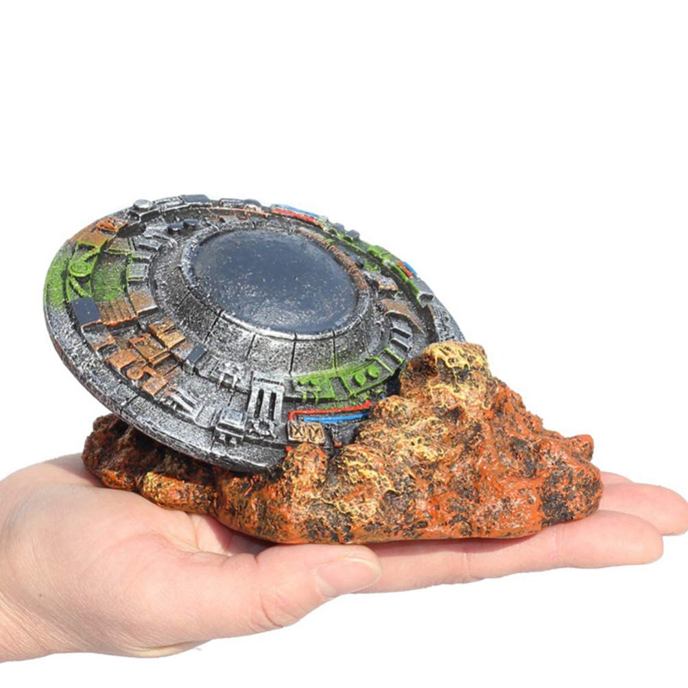 Unique Aquarium UFO Decorations - Crashed Spaceship Resin Ornament for Fish Tank | Perfect for Underwater Scenes & Sci-Fi Themed Aquascaping