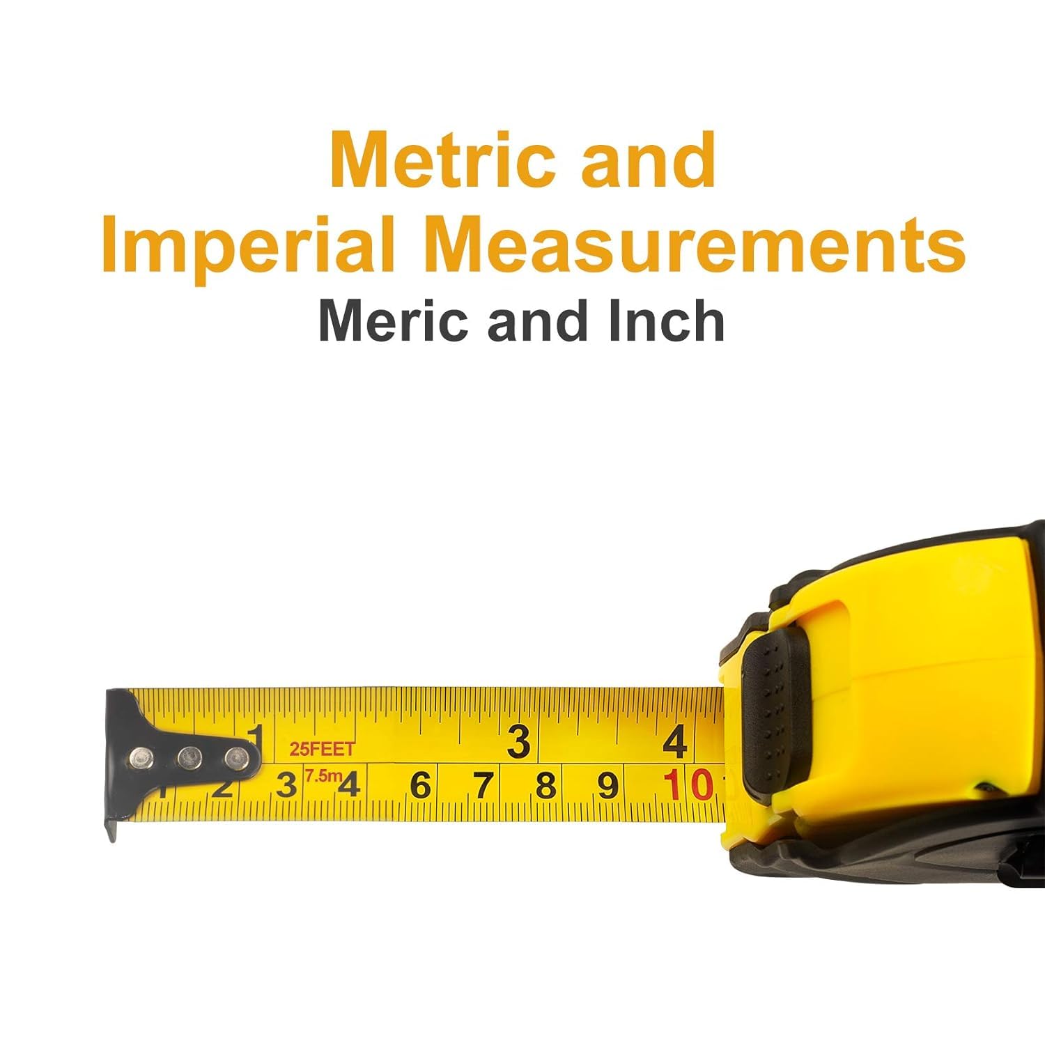 Professional Retractable Tape Measure 25FT/7.5M with Dual Inch & Metric Scale - Perfect for Construction, DIY Projects, Carpentry, and Home Improvement