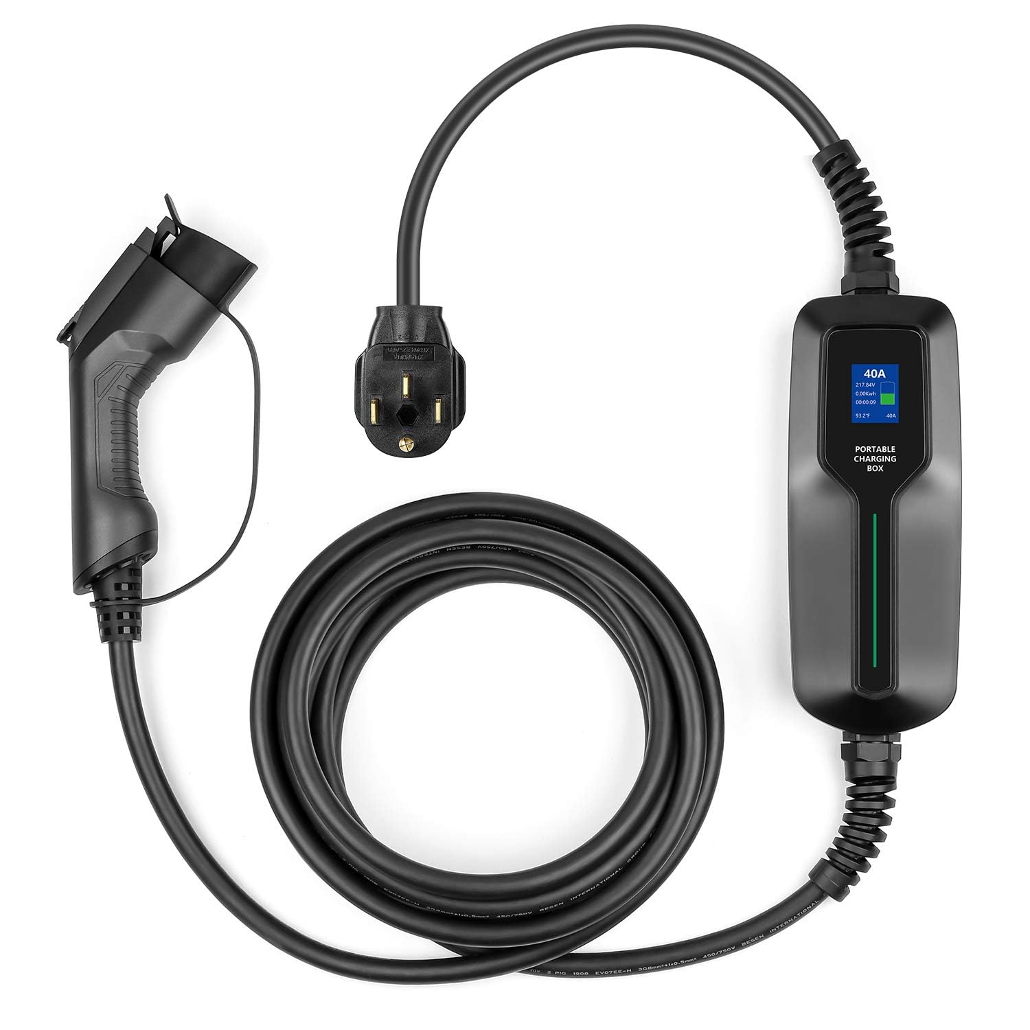 40Amp Level 2 EV Charger with 25ft NEMA 14-50 Plug | 9.6KW Portable Electric Vehicle Charging Station for Tesla, Chevy, Nissan & Hybrid Cars | Home & Road Trip Charging Solution