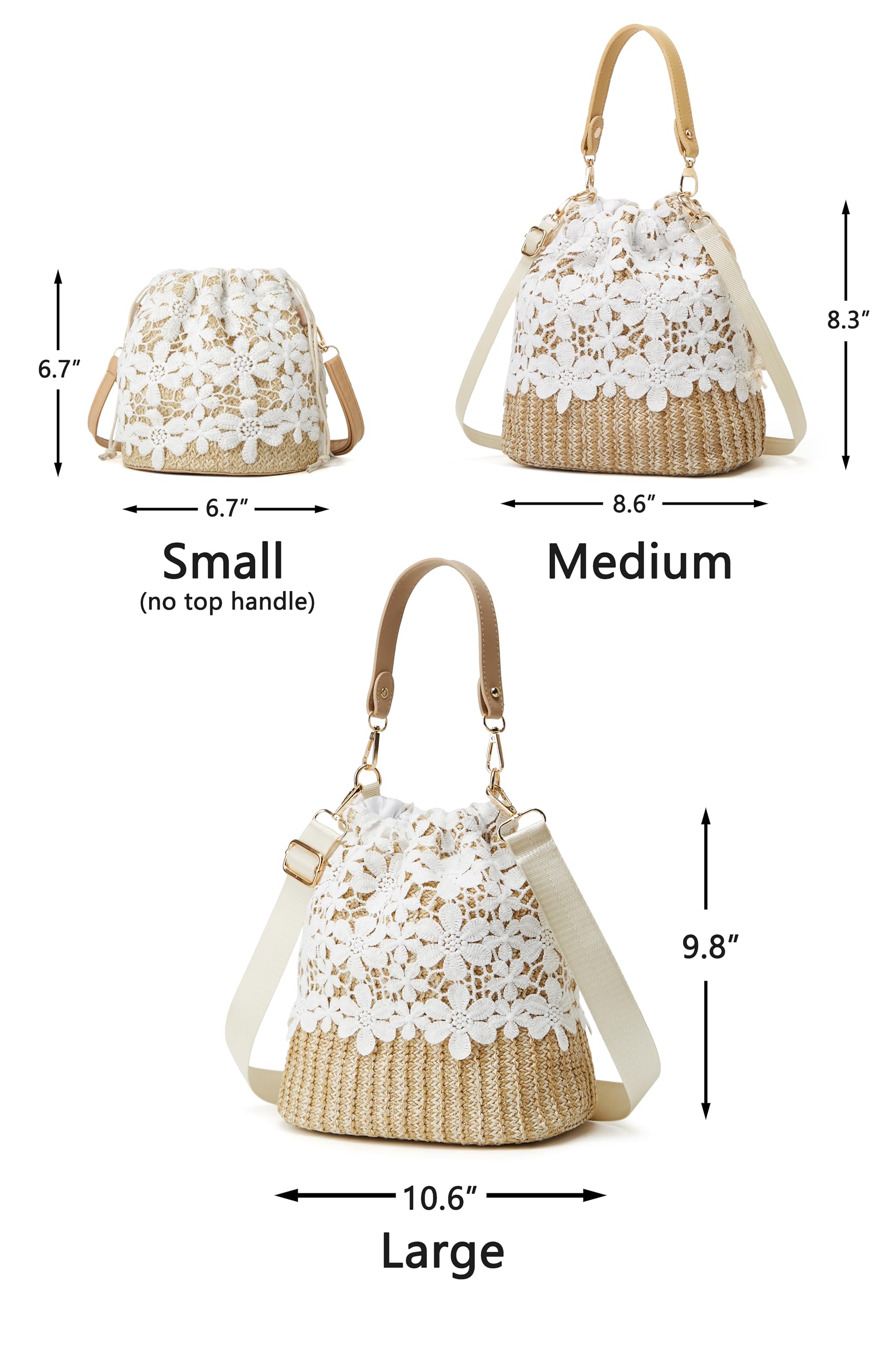 Straw Beach Tote Bag with Flower Lace - Small Shoulder Bag, Crossbody Purse & Handbag for Women | Perfect for Summer Vacation, Pool Party, and Outdoor Activities (2024 Fashion)