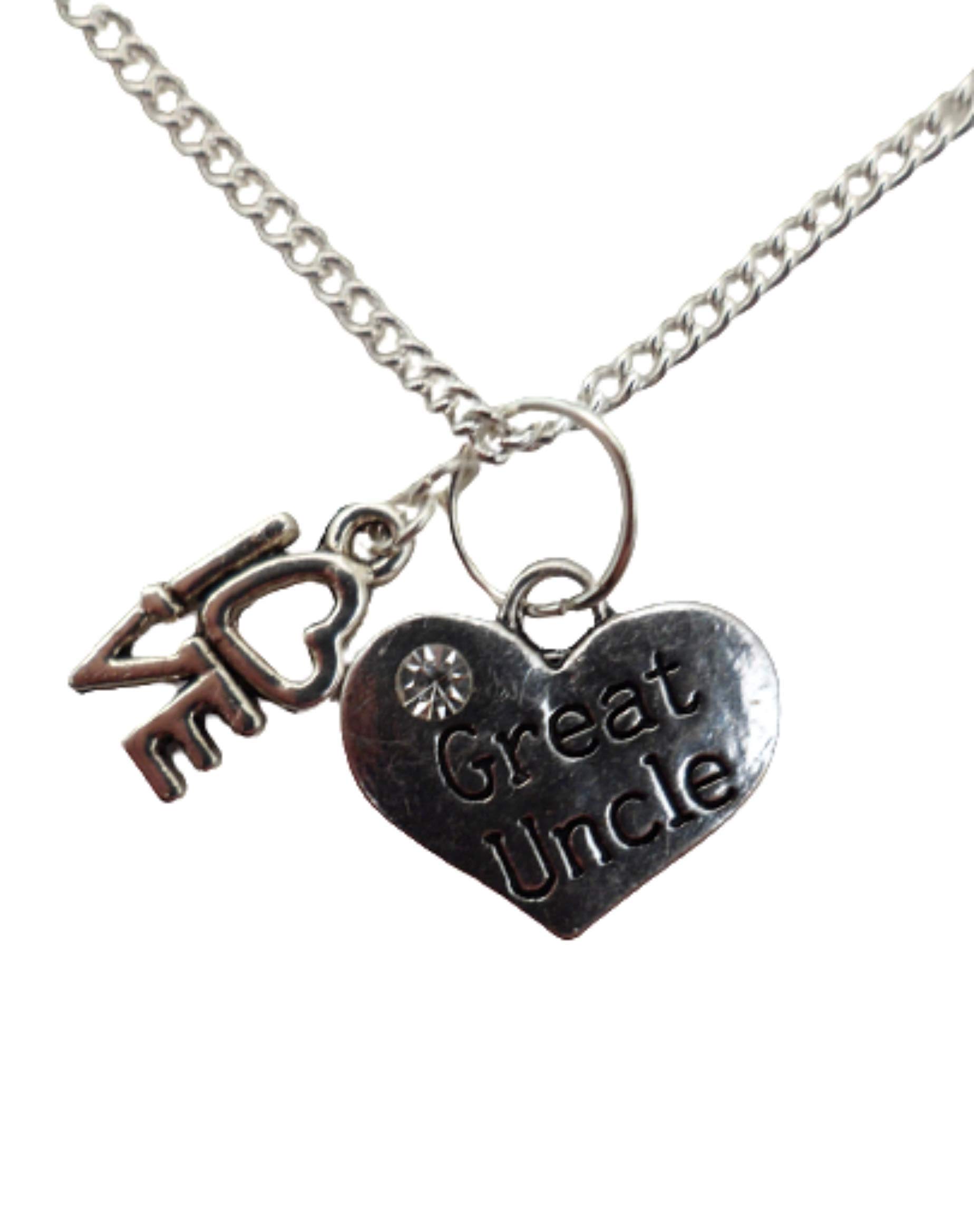 Sterling Silver Plated Heart Pendant Necklace for Men - Great Uncle Gift with Gemstone Charm - Perfect for Birthdays, Anniversaries & Father's Day