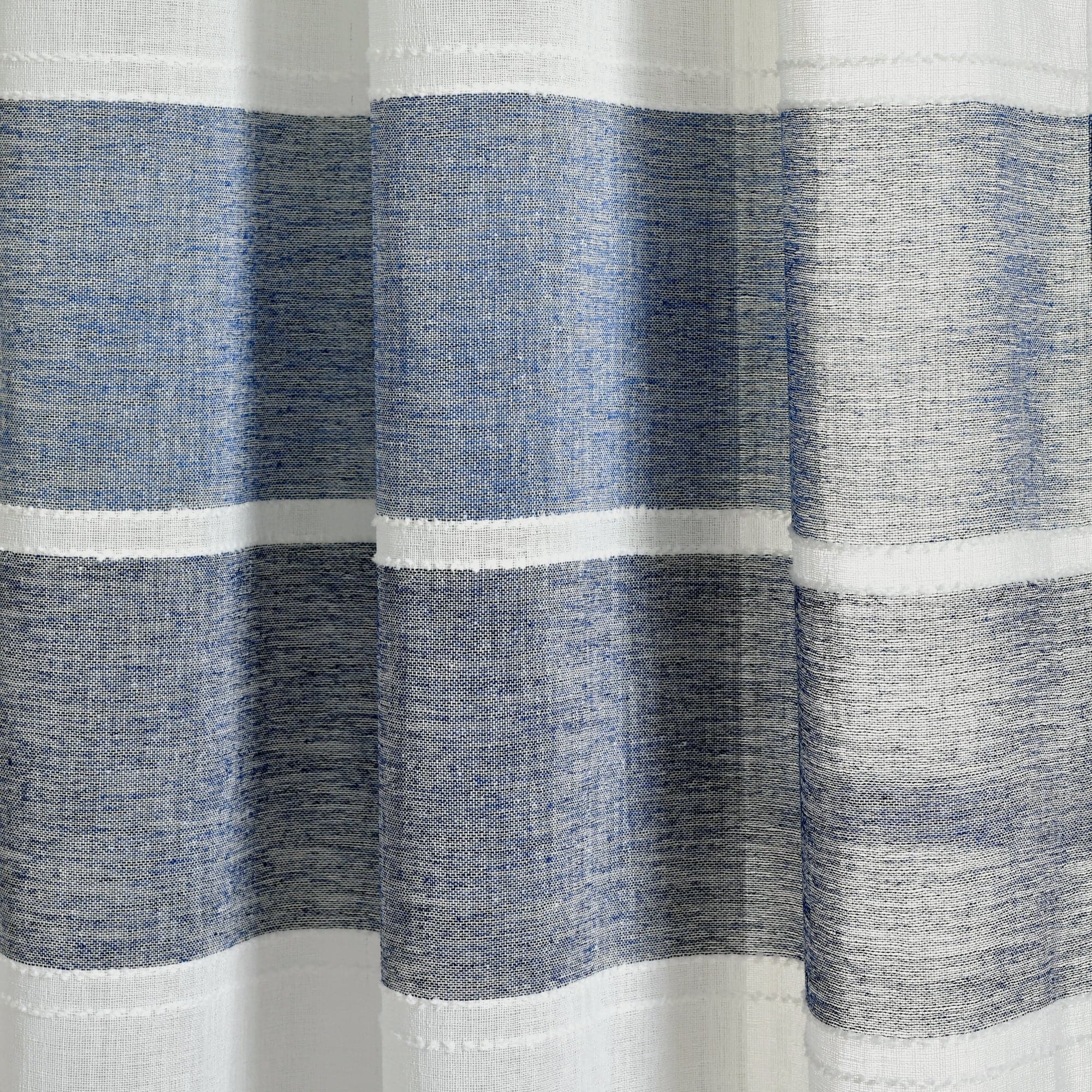Textured Stripe Grommet Sheer Window Curtain Panel Set - Light Filtering Modern Drapes for Living Room, Bedroom & Office - 2 Panels 84 Inch Length