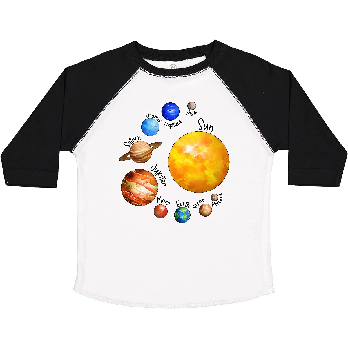 Inktastic Sun and Planets Toddler T-Shirt - Cute Space Design with Pluto for Kids | Perfect for Astronomy Lovers, School Days & Playtime