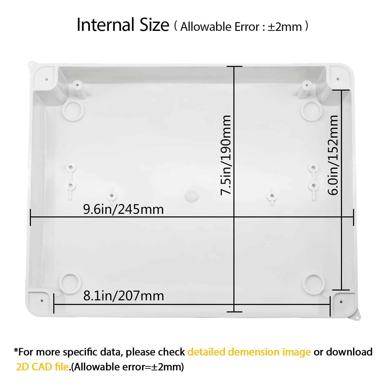 LeMotech IP65 Waterproof Junction Box - 10 x 7.9 x 3.1 Inch ABS Plastic Electrical Enclosure for Outdoor Electronics - Dustproof Project Box for Wiring, Solar Panels & Home Automation