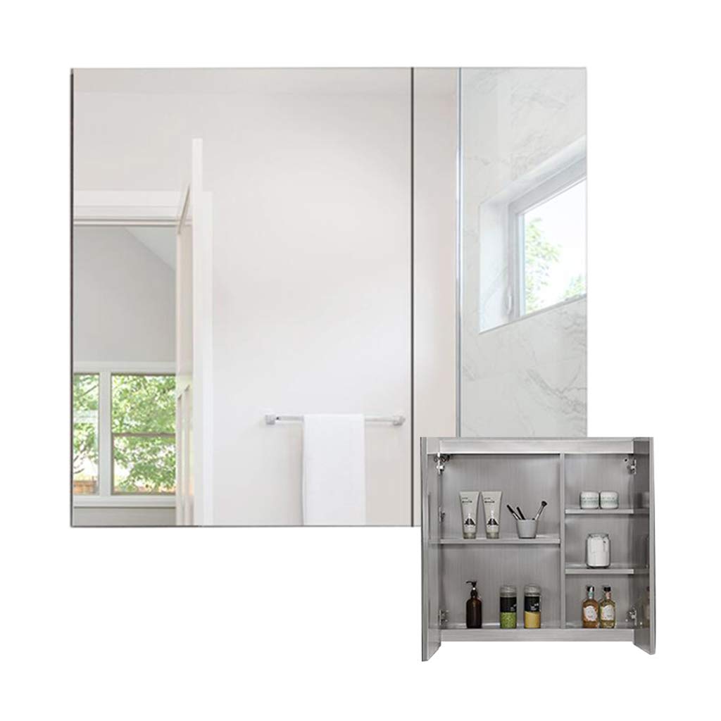 BGJZ Stainless Steel Wall Mount Medicine Cabinet with Double Mirror Doors - LED Vanity Mirror for Bathroom, Bedroom & Kitchen Storage Organizer | Perfect for Small Spaces, Makeup & Bathroom Essentials Organization