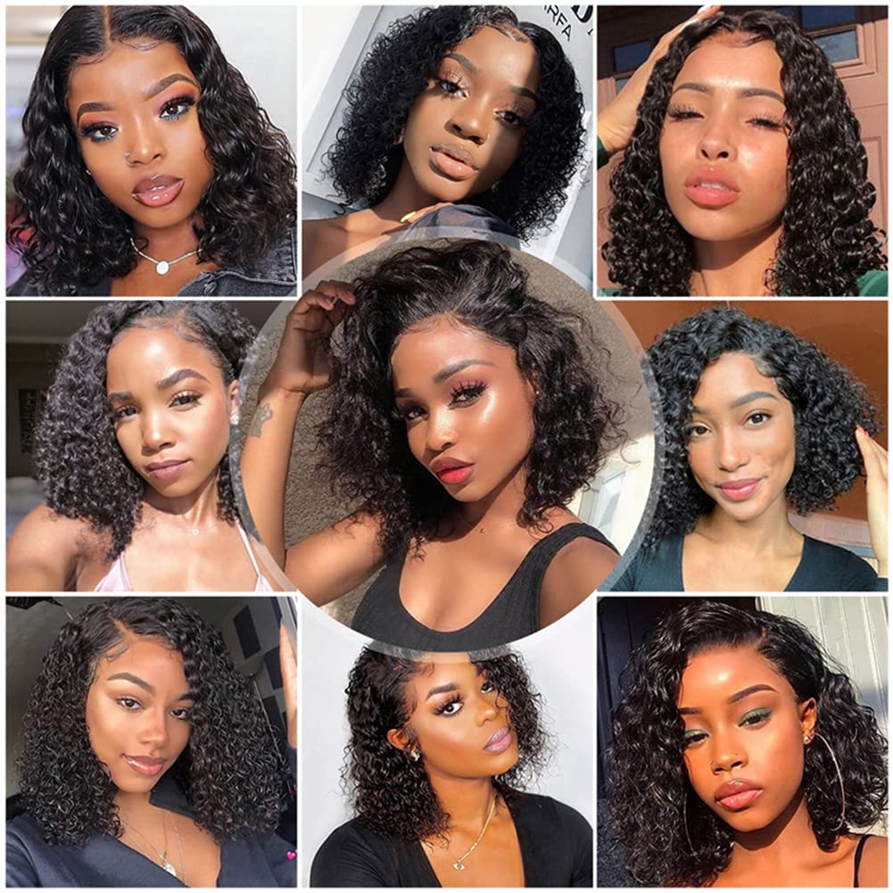 360 Lace Front Wigs Human Hair - 10A Brazilian Virgin Hair Short Straight Bob Wigs (14 Inch) - Pre Plucked Bleached Knots 150% Density - Natural Black Full Lace Wigs for Black Women - Perfect for Daily Wear, Cosplay, Parties & Special Occasions