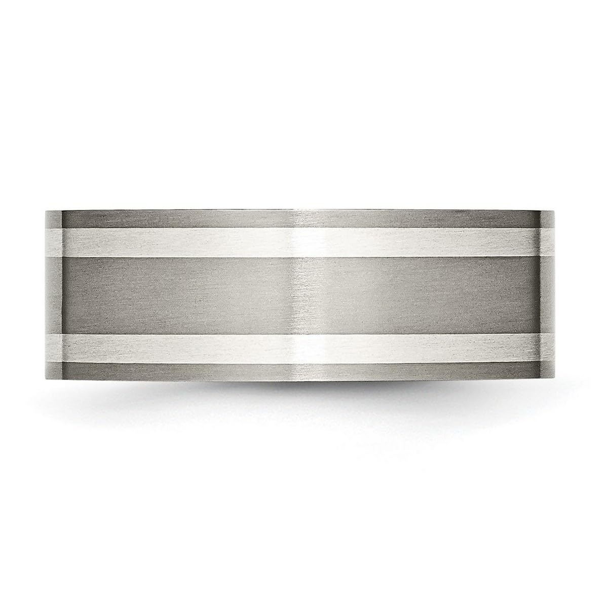 Titanium 925 Sterling Silver Flat Band Ring - 8mm Brushed & Polished Wedding Band for Men & Women | Perfect for Engagements, Anniversaries & Everyday Wear