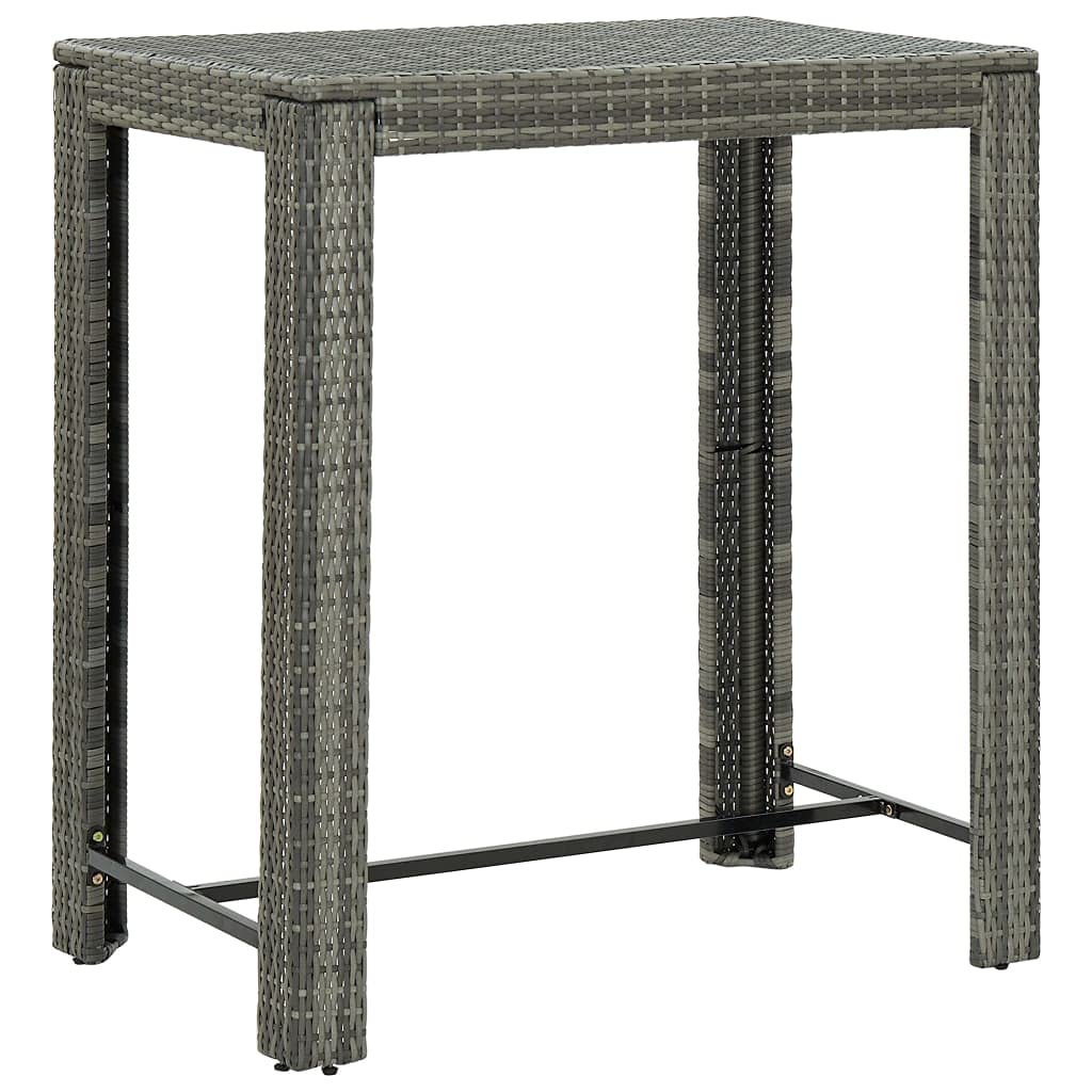 Modern Gray Rattan Wicker Bistro Table - Outdoor Patio Dining Bar & Cocktail Table - Rectangle Standing Coffee Table for Indoor & Outdoor Use - Perfect for Gardens, Balconies, Restaurants and Poolside Lounging