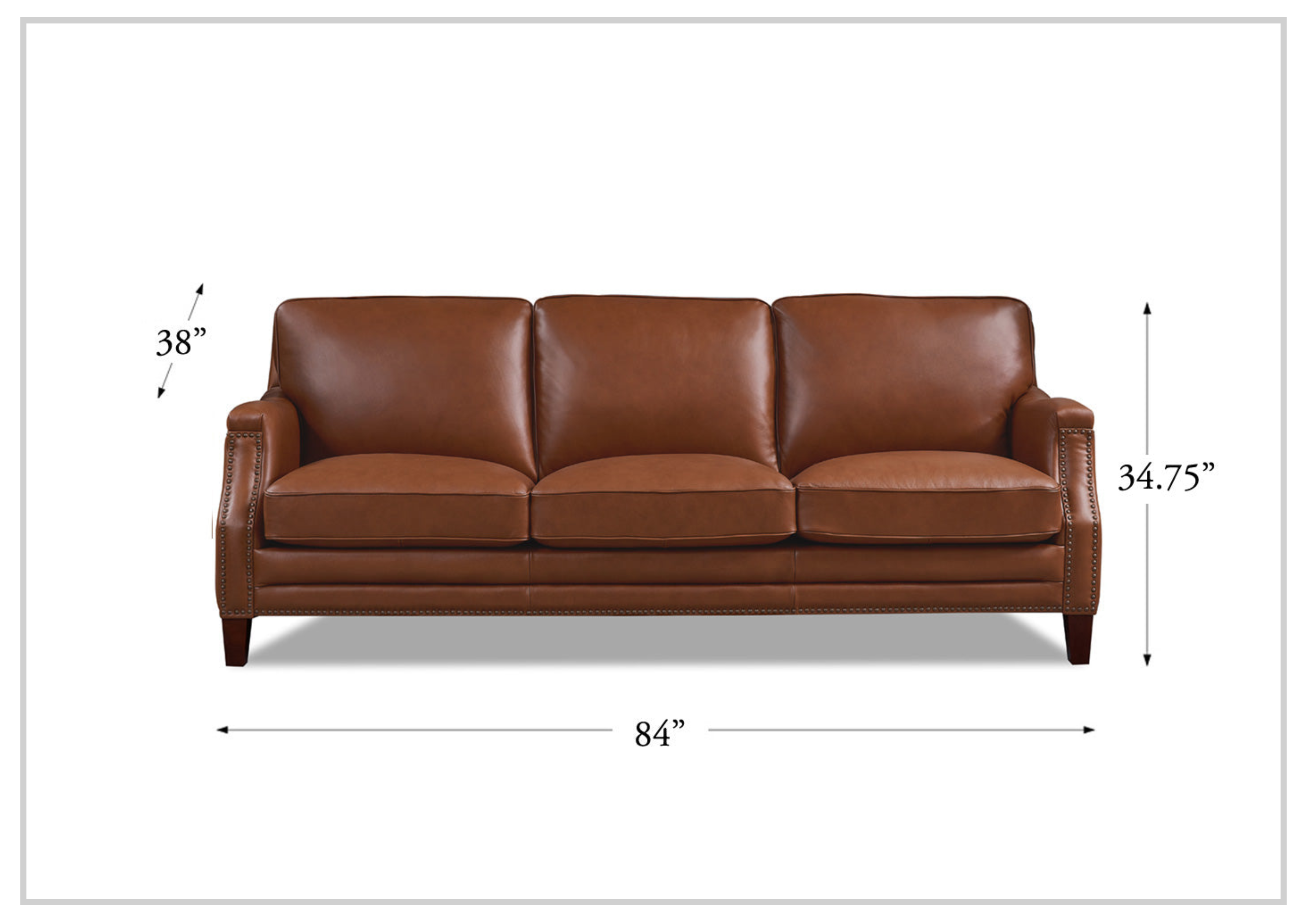 Hydeline Camano Brown Premium Leather 3-Seater Sofa - Luxurious Genuine Leather Couch for Living Room, Lounge & Office - Comfortable Modern Sectional Sofa for Home Decor & Relaxation