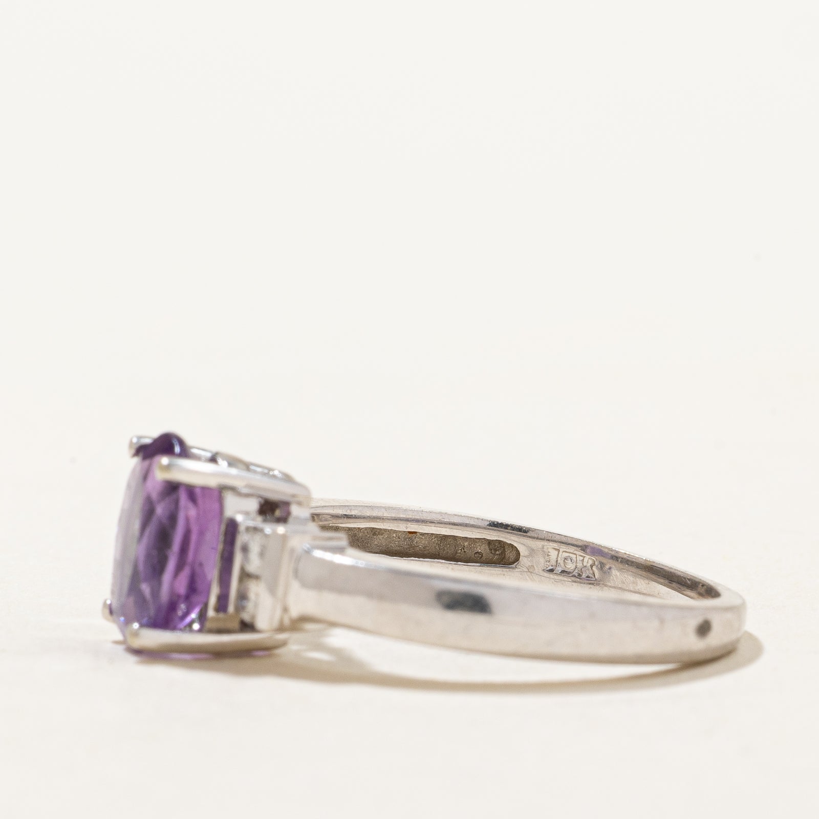 1.00ct Oval Cut Amethyst & 0.08ctw Diamond Ring - Size 6 | Elegant Purple Gemstone Jewelry for Women | Perfect for Engagement, Anniversary & Special Occasions