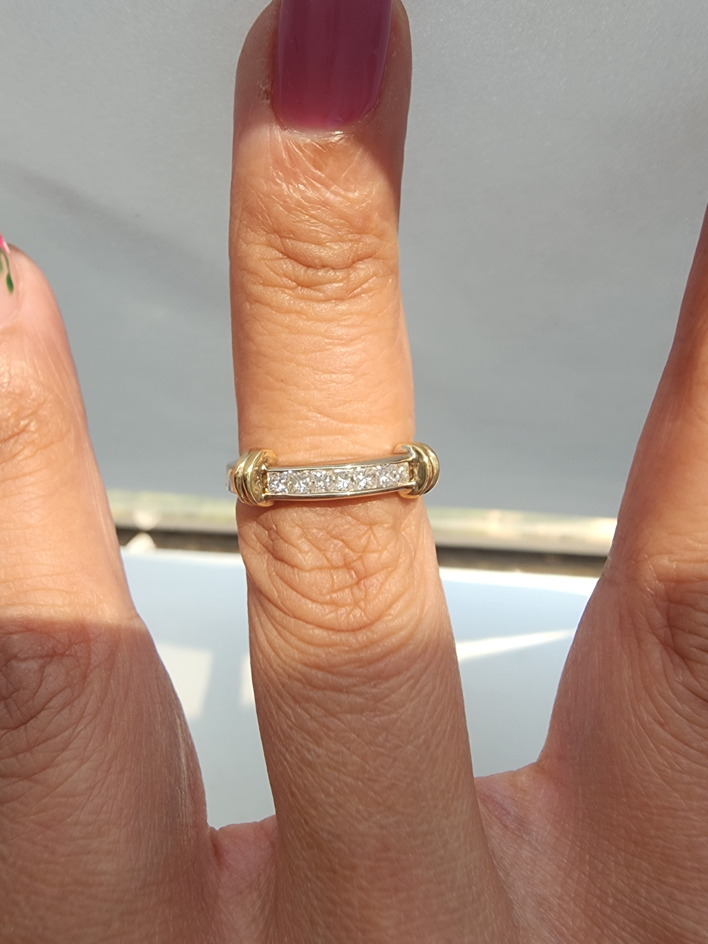 14K Two-Tone Gold Princess Cut Diamond Wedding Band for Women – Elegant Bridal Ring for Engagement, Anniversary & Special Occasions