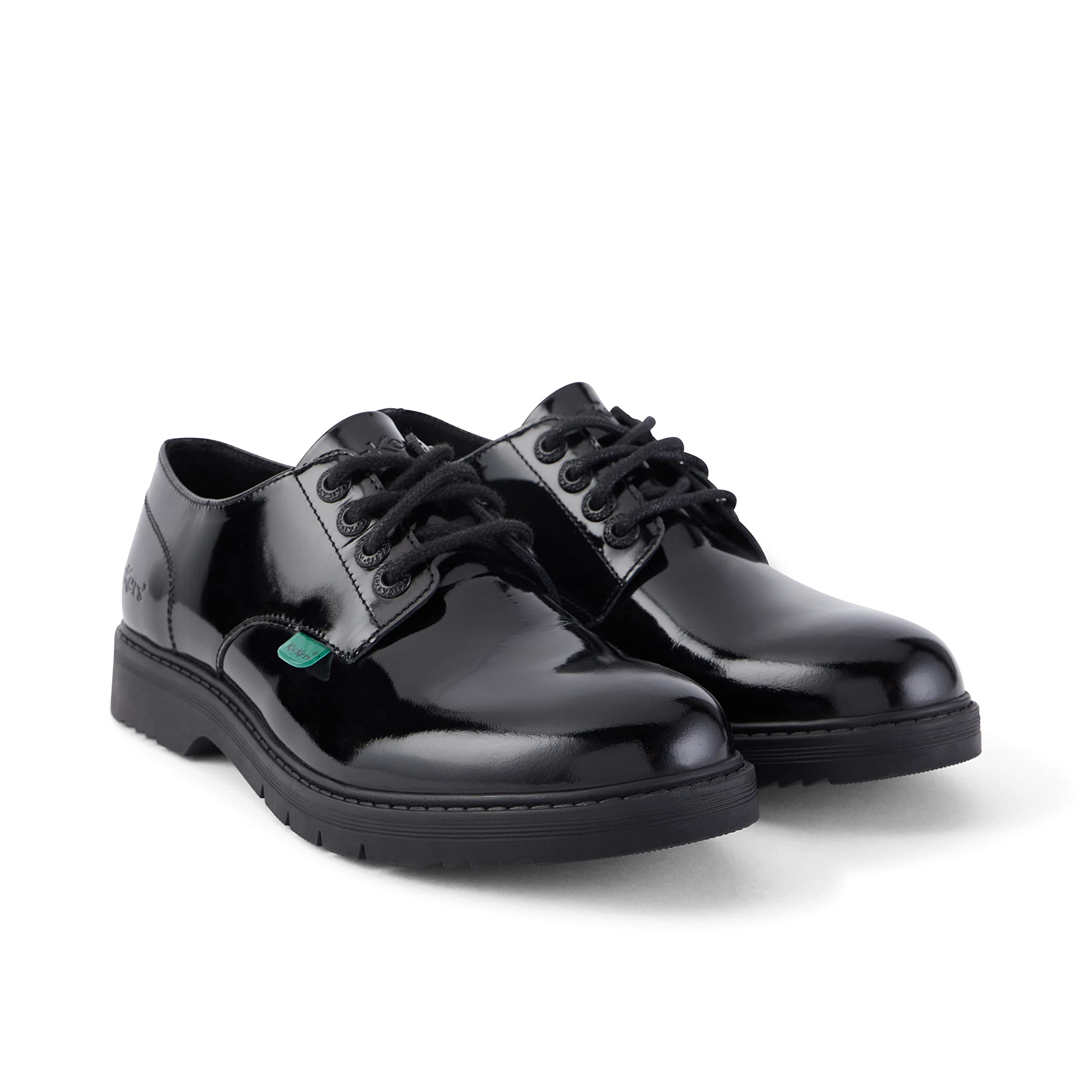 Kickers Women's Finley Lo Black Leather School Uniform Shoes - Comfortable & Stylish for School, Work & Casual Wear