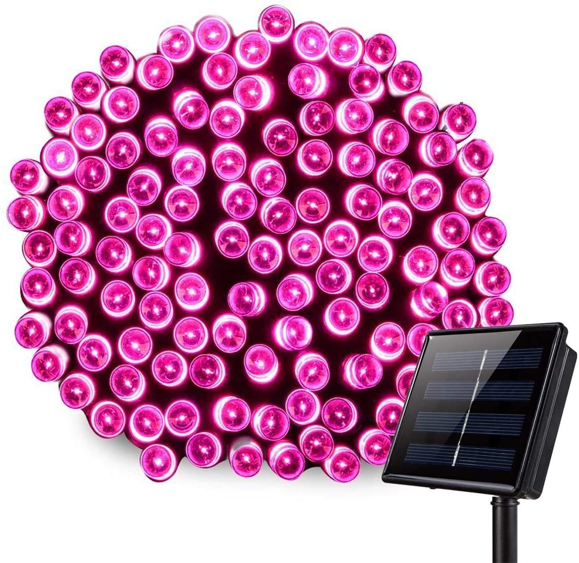AMZSTAR 72ft Solar Powered Fairy String Lights - 200 LED Waterproof Outdoor Lights with 8 Modes for Garden, Patio, Balcony, Fence - Perfect for Weddings, Parties, and Backyard Decor (22M/200 LED, Pink)