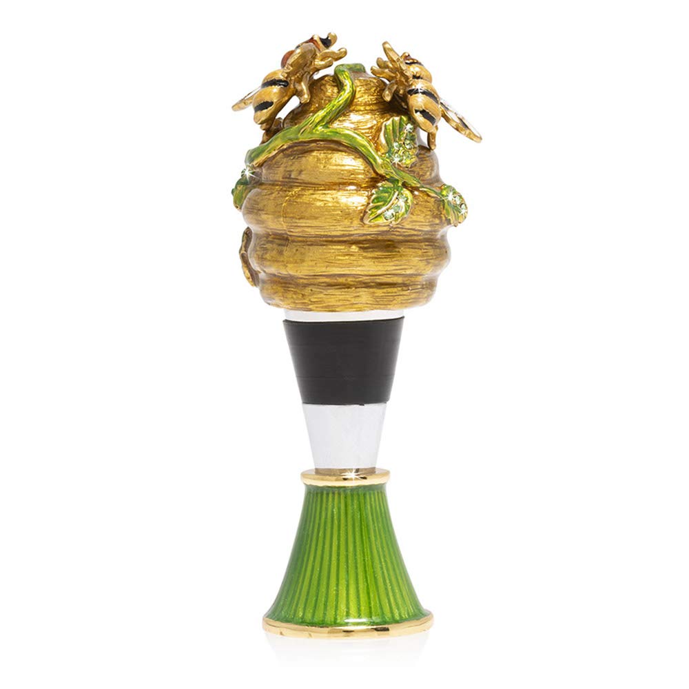Jay Strongwater Mead - Elegant Beehive Wine Stopper and Stand Set for Wine Lovers, Perfect for Gifts, Home Decor, and Wine Accessories Collection