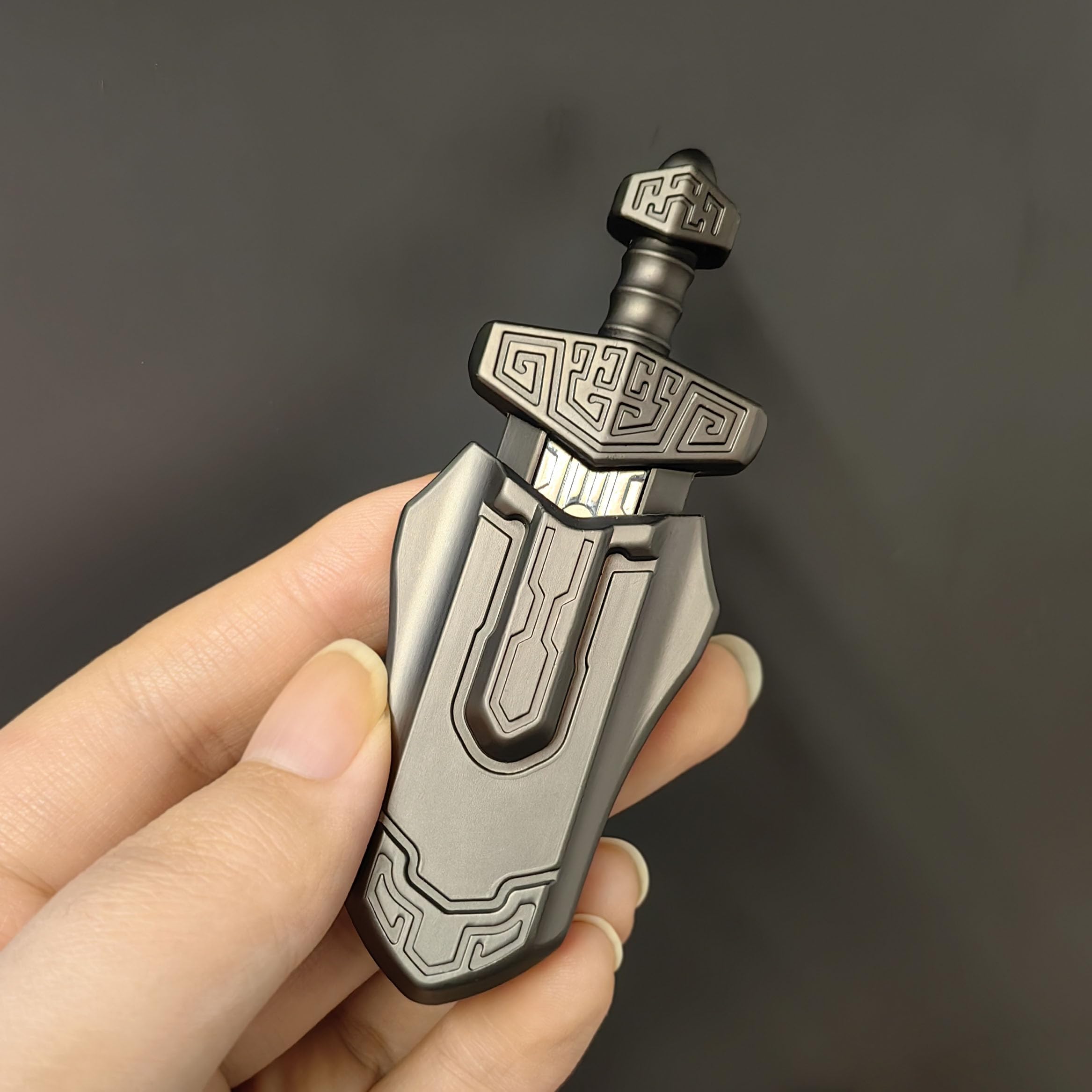 Magnetic EDC Sword Fidget Slider Toy - Stress Relief & Anti-Anxiety Metal Desk Toy for Adults, Office & Home Use (Grey) | Perfect for ADHD, Focus & Relaxation