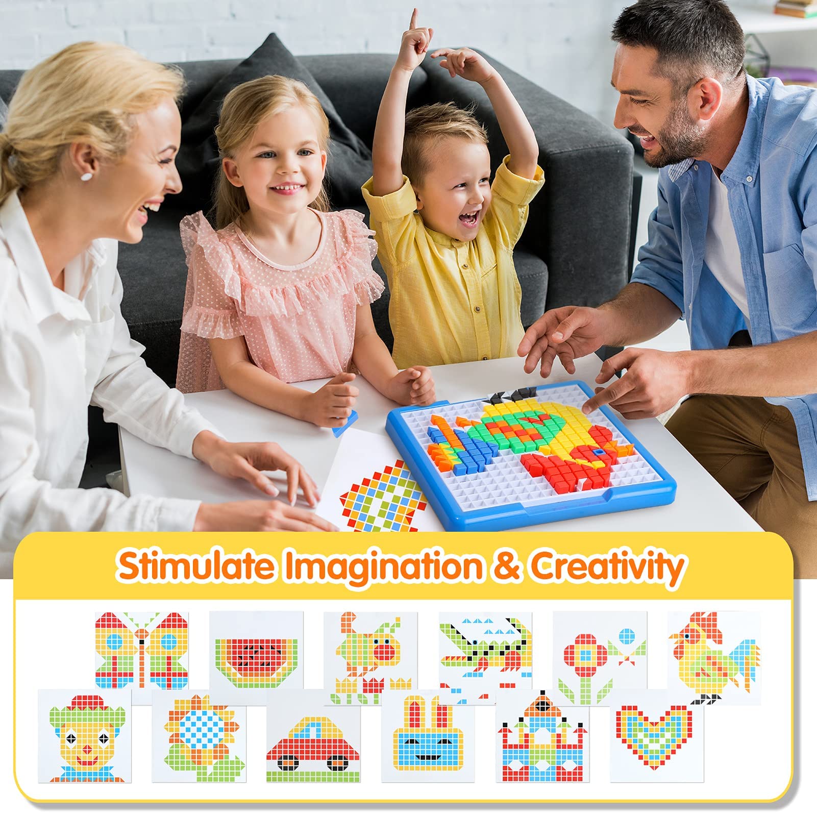 ZOZOPLAY 490Pcs Kids Mosaic Puzzle Building Blocks - STEM Educational Toys with 6 Assembly Drawings for Boys & Girls Ages 4+ (Small Cube) - Perfect for Creative Play, Birthday Gifts & Classroom Learning Activities