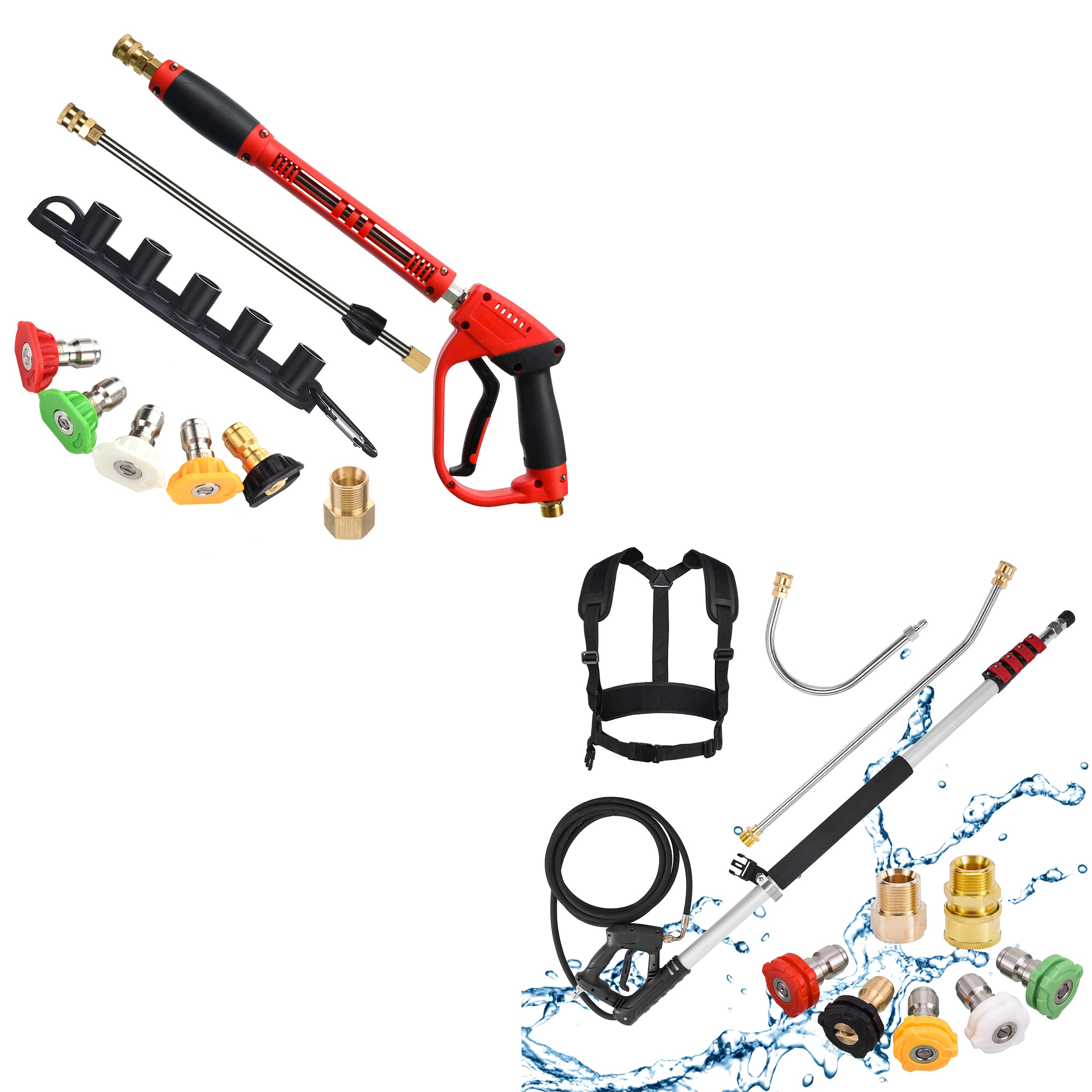 Premium Pressure Washer Gun with Telescoping Wand - High Power Cleaning Tool for Driveways, Decks & Outdoor Surfaces - Ideal for Home and Car Wash Use