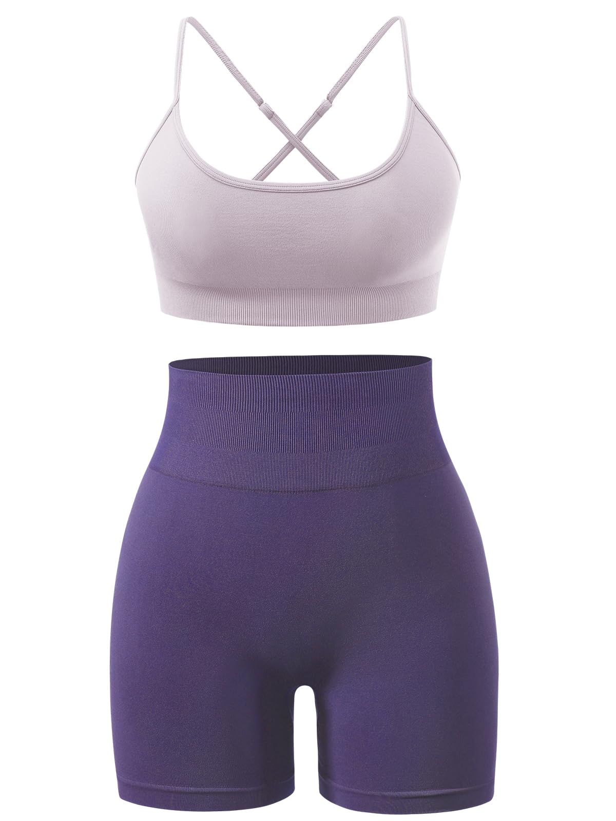 Women's 2-Piece Workout Set - High Waisted Yoga Shorts with Adjustable Strappy Sports Bra | Gym & Yoga Outfit for Women | Perfect for Yoga, Pilates, Running & Gym Training