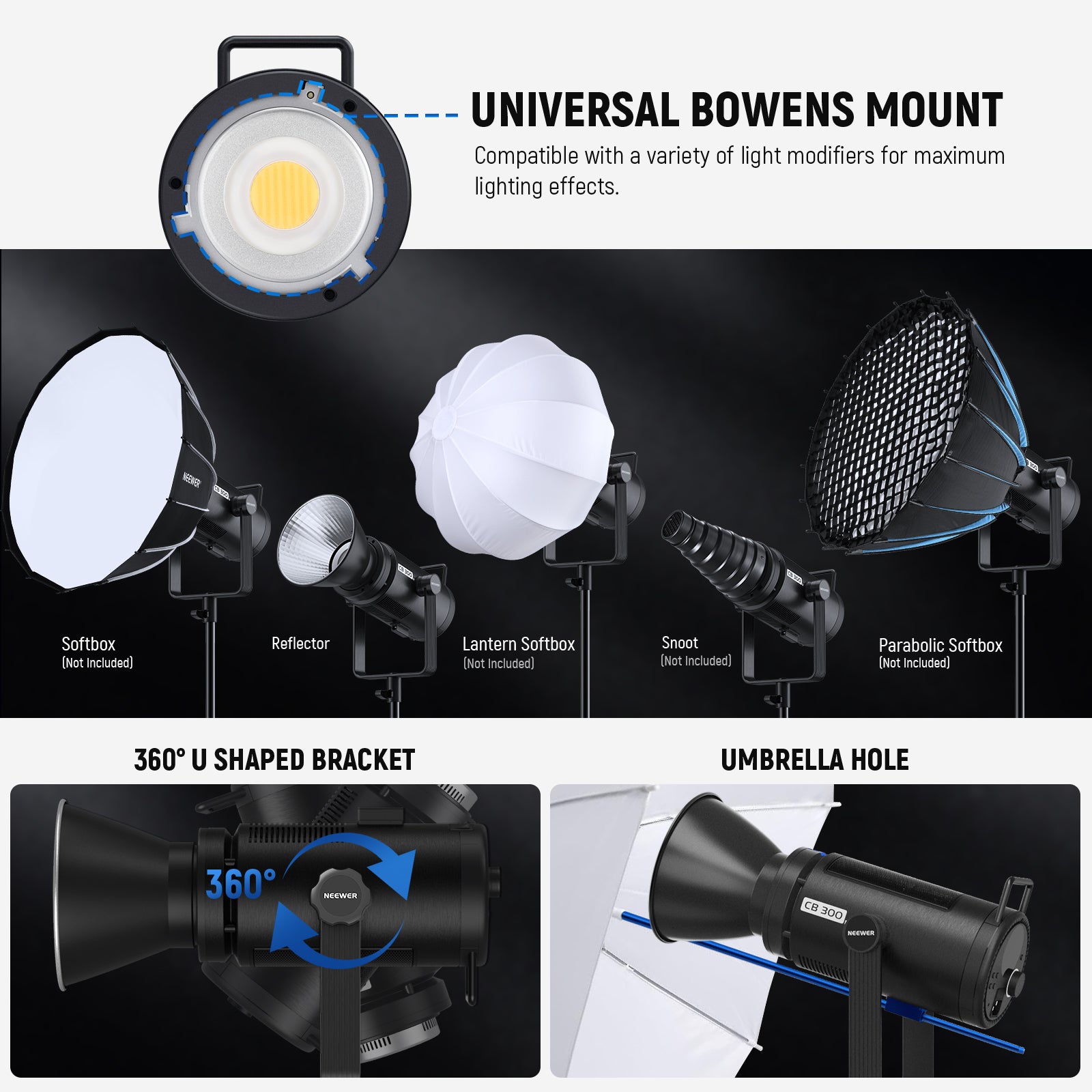 NEEWER CB300B 320W Bi-Color LED Video Light Panel - Professional Studio Lighting for Photography, YouTube Videos & Live Streaming
