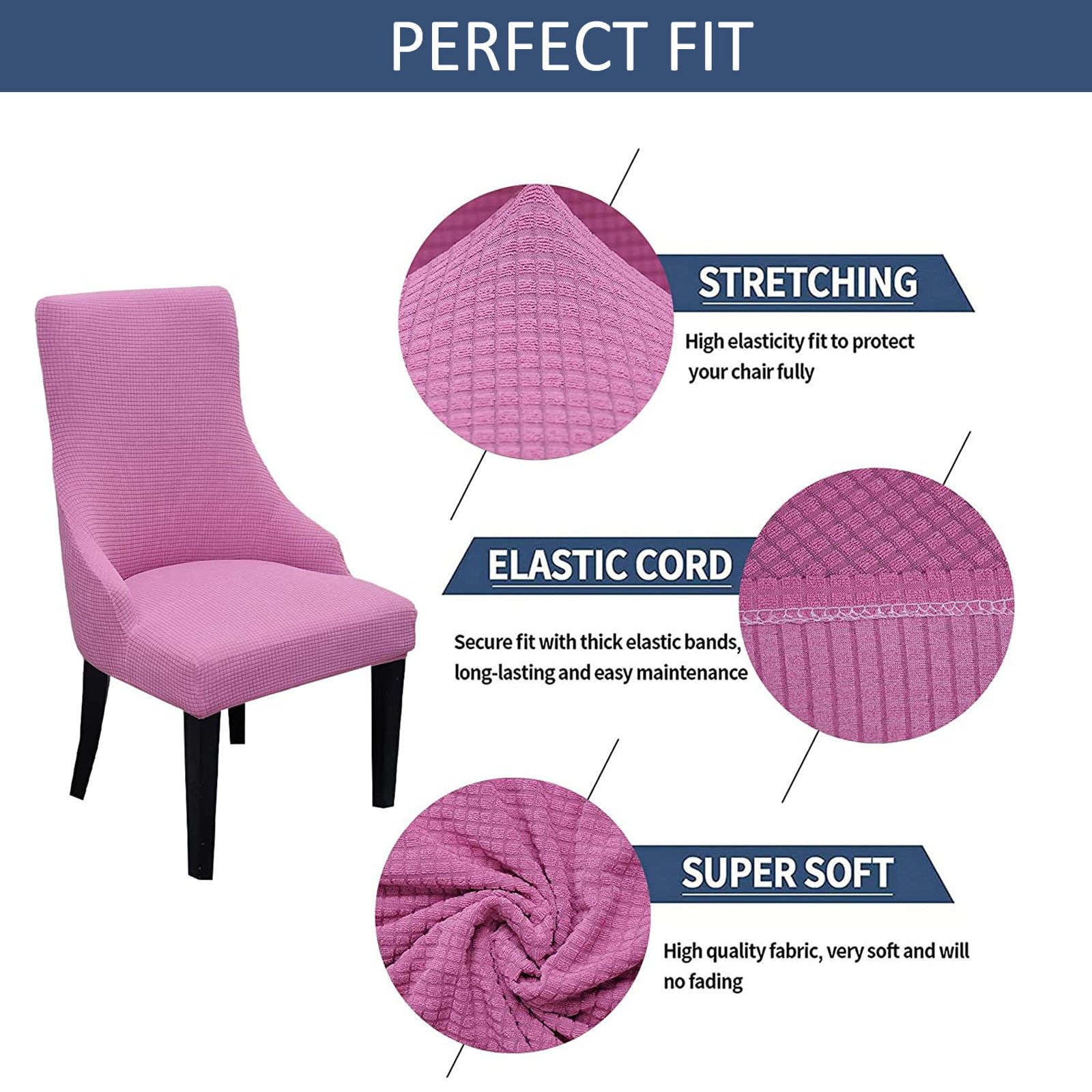 Stretch Wingback Chair Slipcover - Soft Plaid Dining Room & Bedroom Chair Protector - Pink Set of 2 - Perfect for Kids Chairs, Home Decor & Furniture Protection