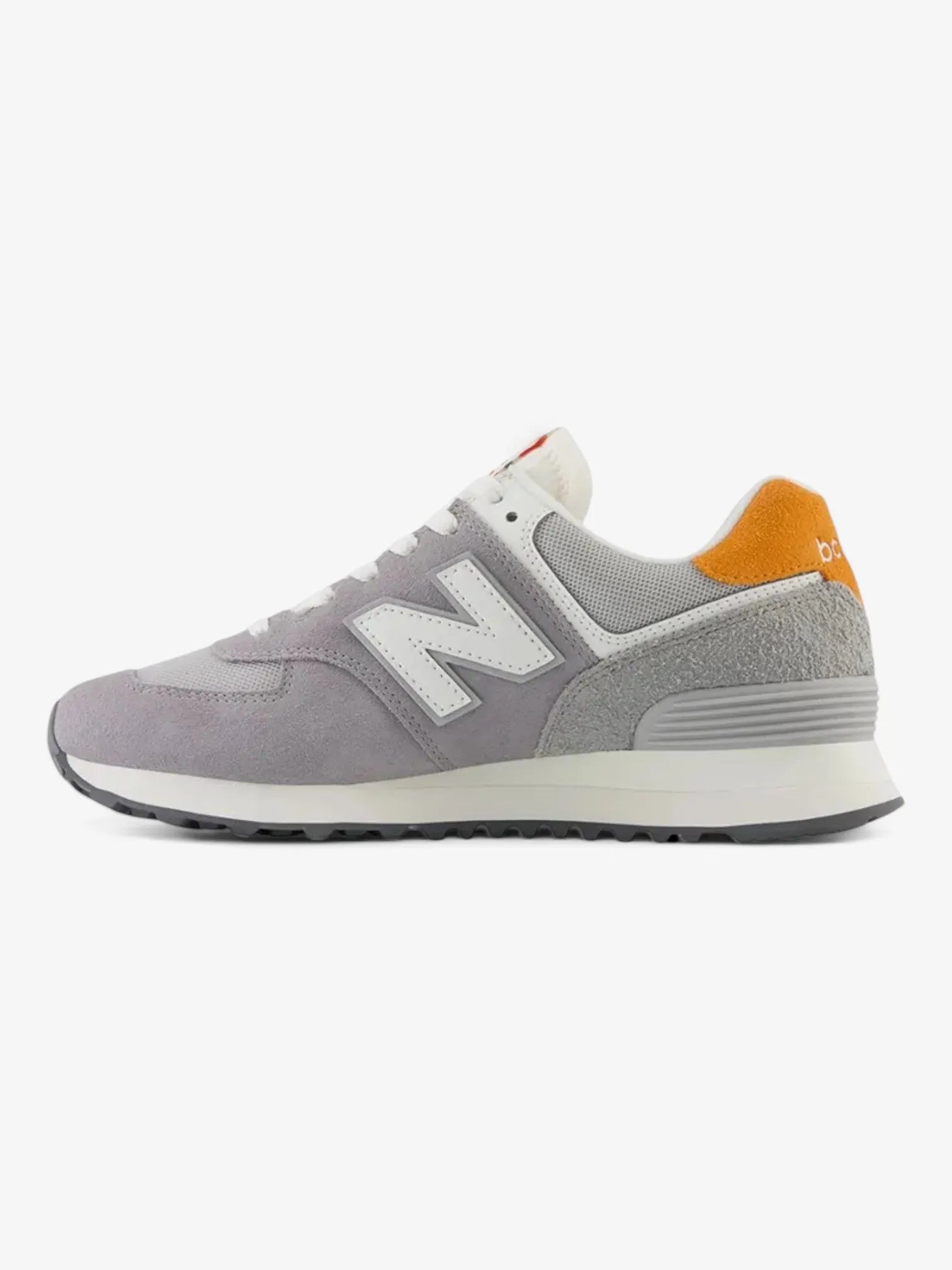New Balance 574 Women's Running Shoes - Light Gray & Orange Sneakers for Casual Wear, Walking & Gym Workouts