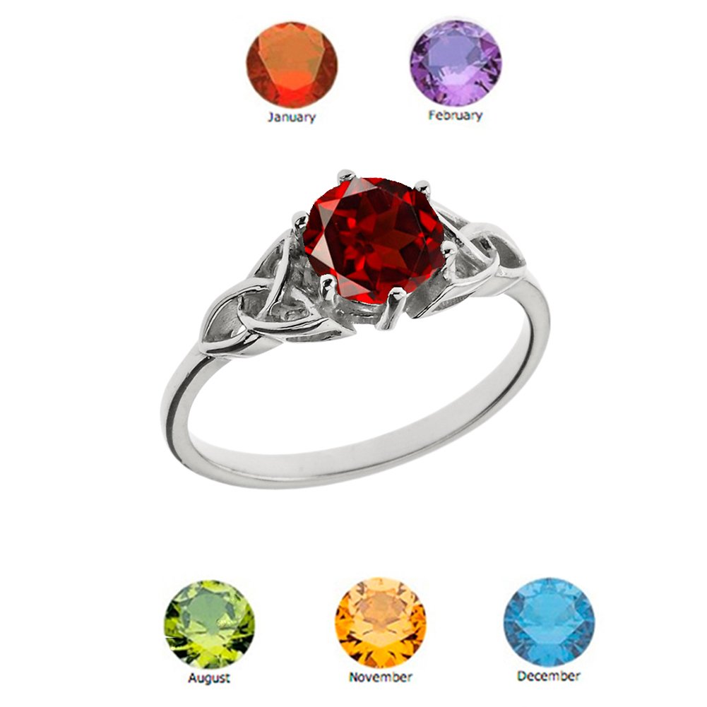 Celtic Rings for Women - Dazzling Sterling Silver Personalized Genuine Gemstone Trinity Knot Engagement & Proposal Ring (Size 5.75) - Perfect for Wedding, Anniversary & Romantic Gifts