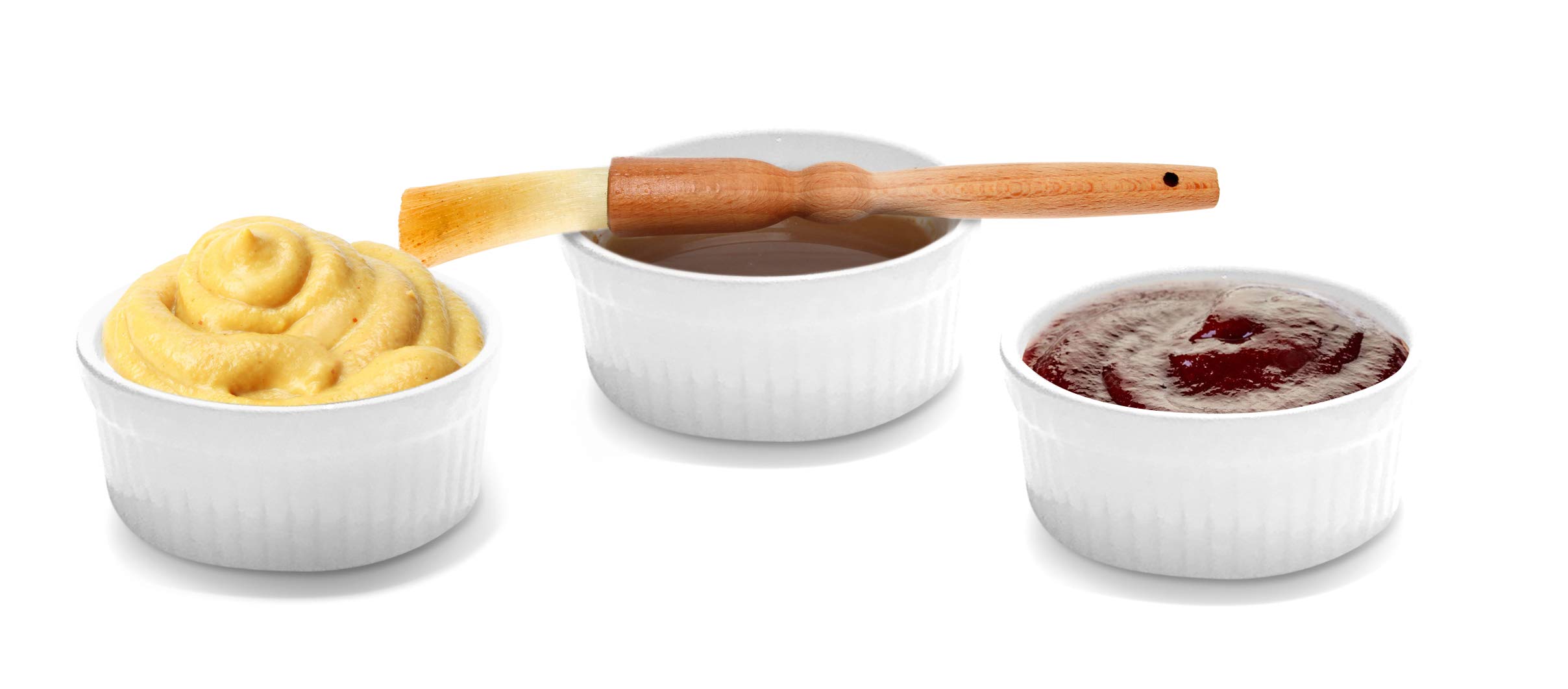 6-Piece Ceramic Ramekin Set - Non-Toxic White Porcelain Custard Cups, Oven-Safe Baking Dishes for Desserts, Dips & Snacks (3 oz) - Perfect for Creme Brulee, Souffles & Party Appetizers