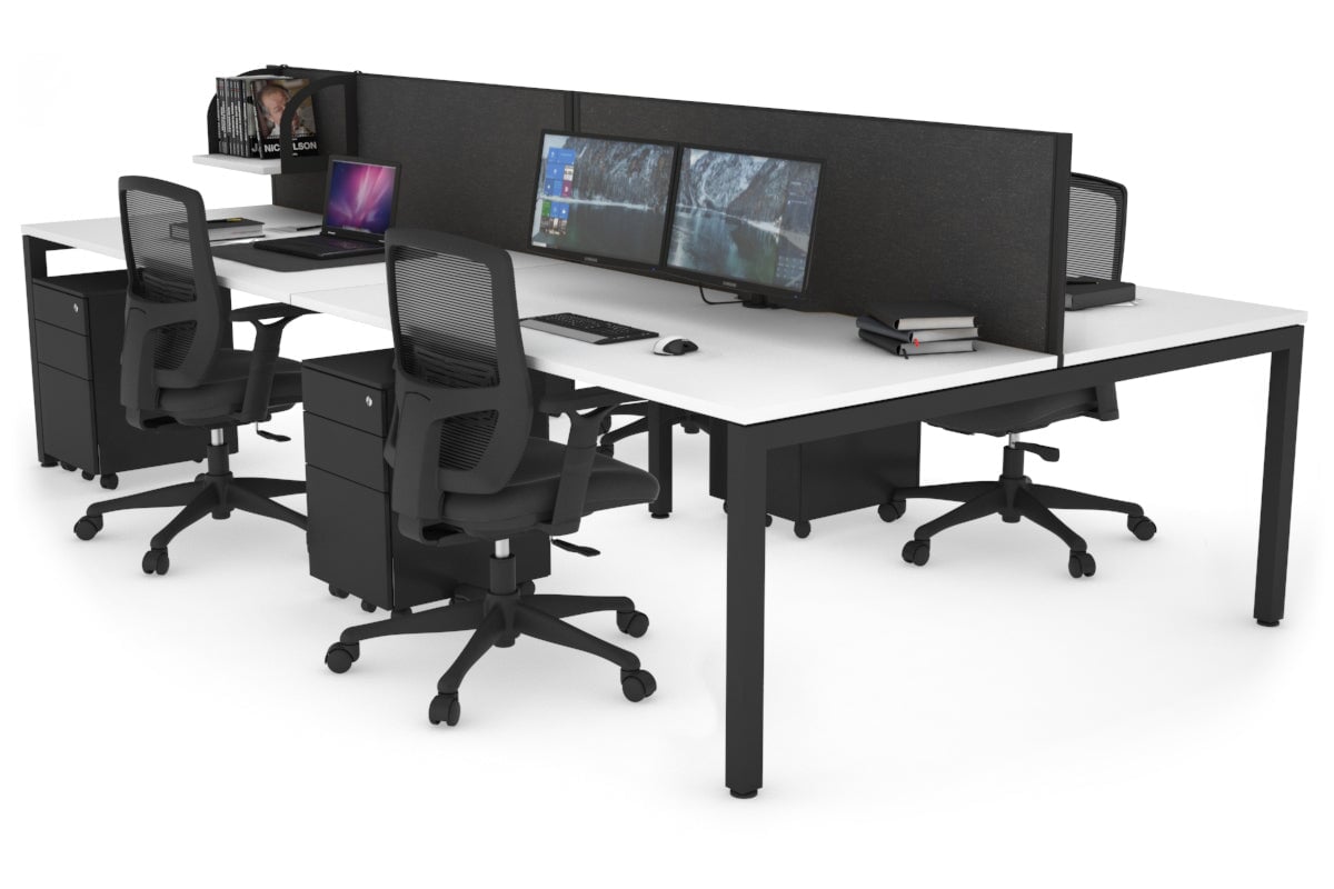 4-Person Office Workstation with Quadro Square Legs - 1800L x 800W Desk with Cable Management Scallop | Perfect for Collaborative Workspaces & Open Office Environments