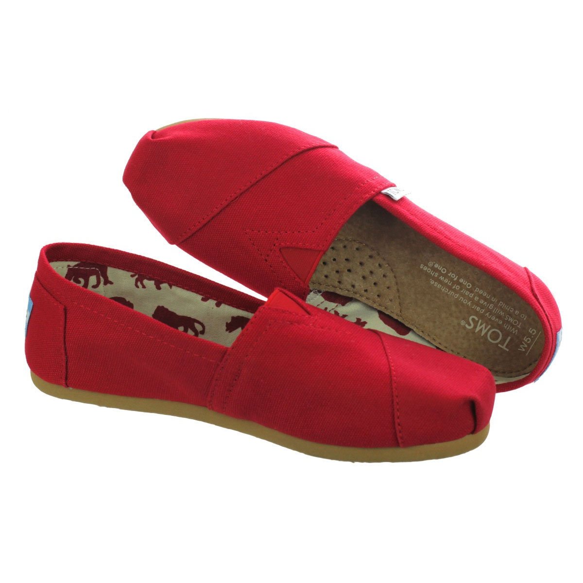 Toms Women's Canvas Classic Red Slip-On Shoes 001001B07-RED | Comfortable Casual Loafers for Women | Perfect for Everyday Wear, Work & Travel