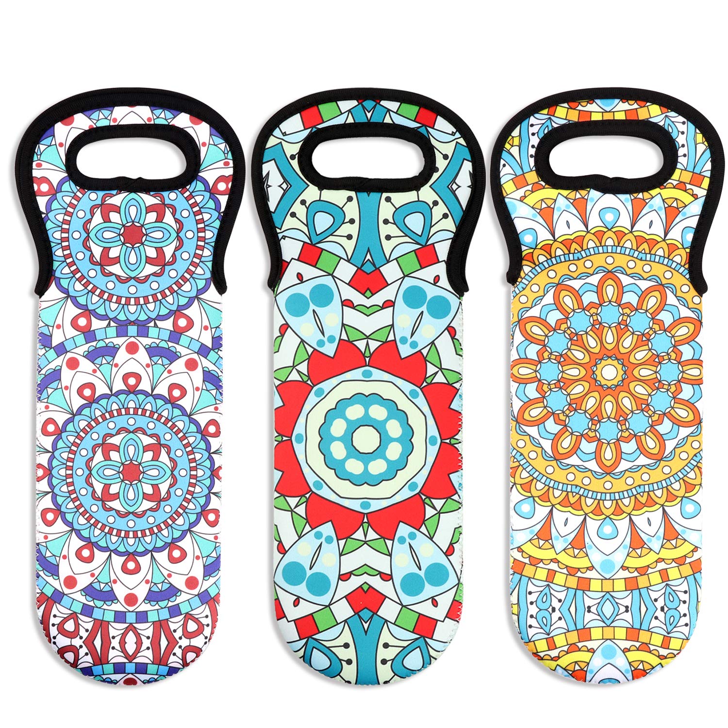Insulated Neoprene Wine Tote Bag - Single Bottle Wine Carrier with Built-in Holder for Travel, Picnics & Outdoor Events