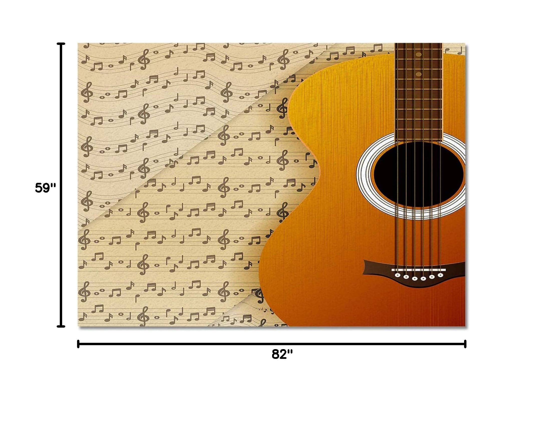 5ftx7ft Guita Music Note Area Rug - Soft Washable Musical Instrument Carpet for Nursery, Bedroom & Living Room - Easy Clean Decor Rug for Boys & Girls - Perfect for Kids' Rooms, Play Areas & Music Themed Spaces